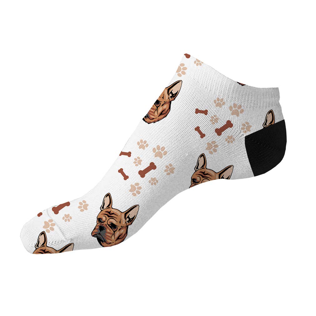French Bulldog No Show Socks for Women & Men - Breathable Polyester Ankle Socks - Fun Dog Breed Pattern - Perfect for Casual Wear, Sneakers & Gifts