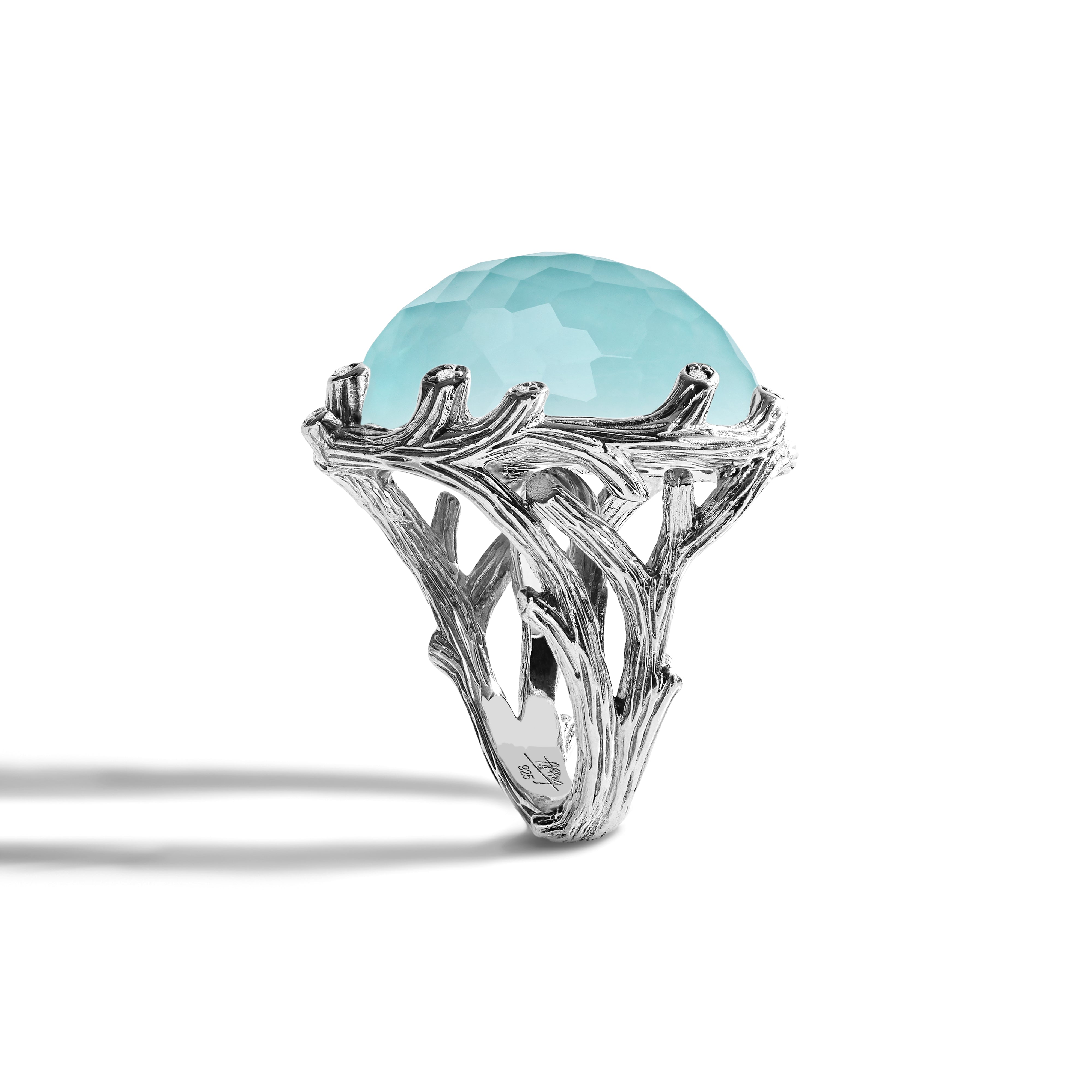 Enchanted Forest Ring with Turquoise Doublet and Diamonds - Elegant Bohemian Jewelry for Women, Perfect for Weddings, Parties & Special Occasions