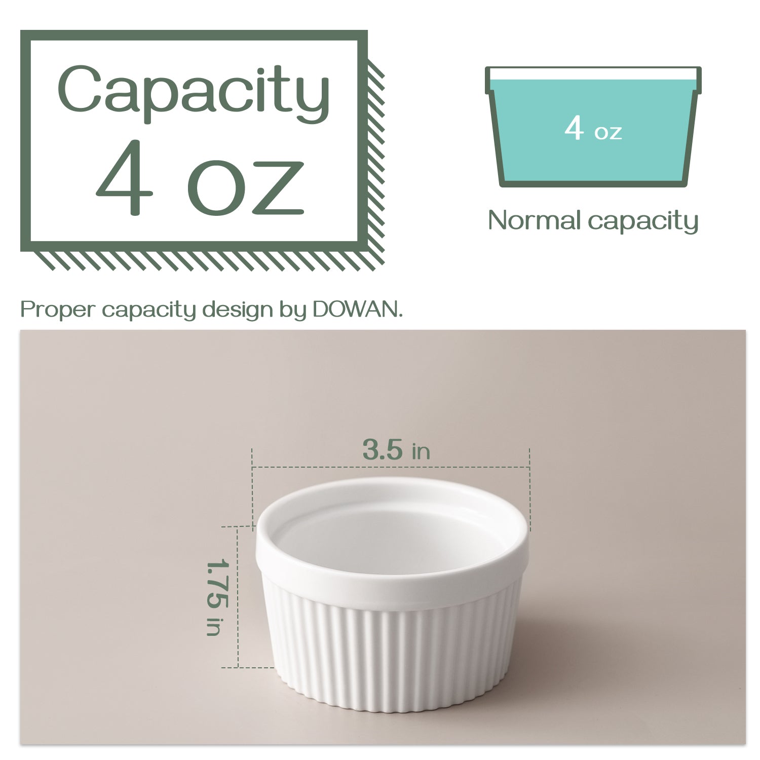 6-Piece 4 Oz Ramekin Set - Oven-Safe Ceramic Baking Dishes for Crème Brûlée, Soufflés & Desserts - Perfect for Home Baking & Restaurant Use