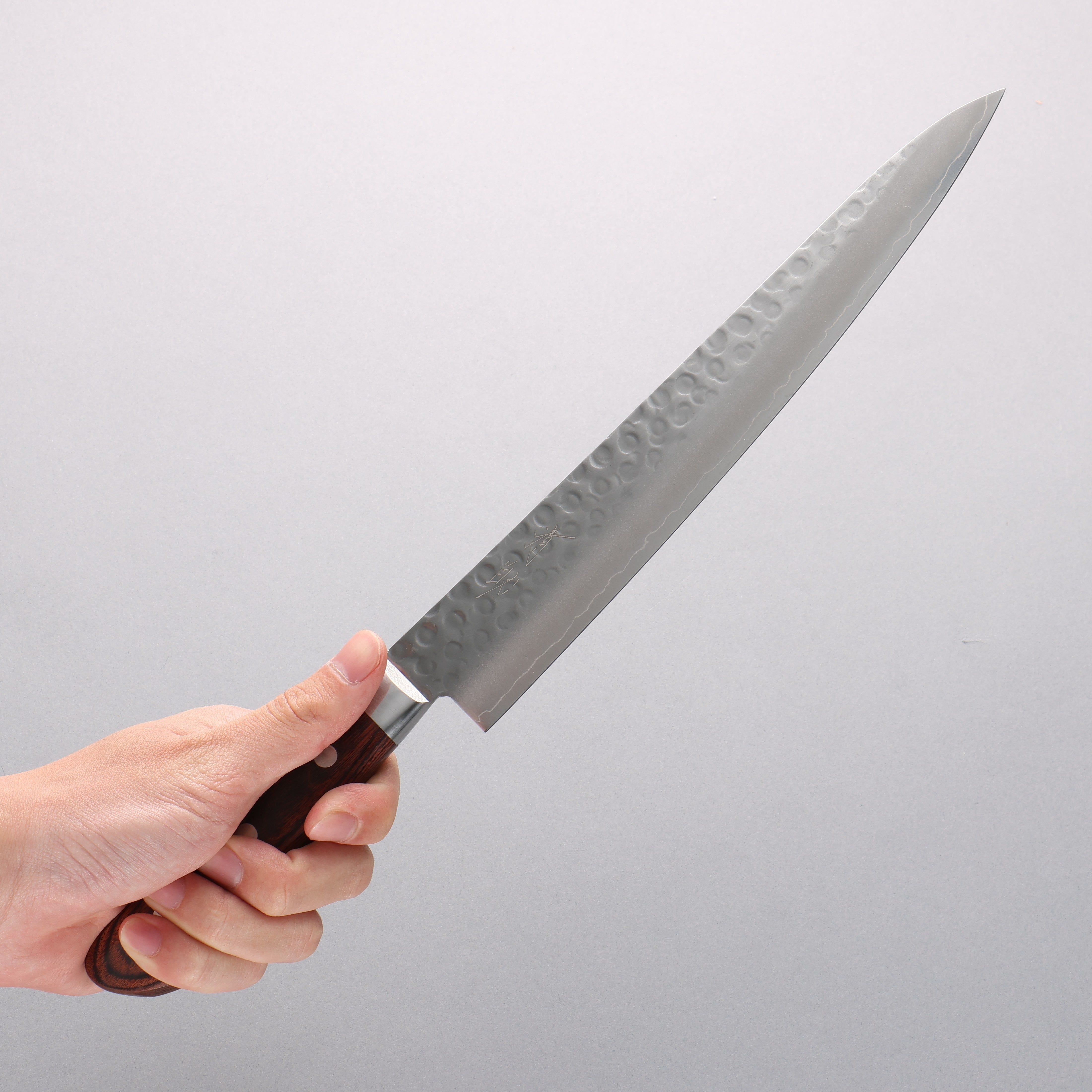 Premium Seisuke Swedish Steel Hammered Sujihiki Knife 240mm - Japanese Chef Knife with Mahogany Handle for Slicing Meat, Sushi & Precision Cutting