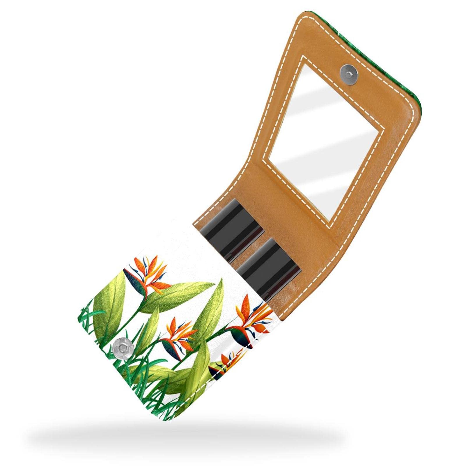 Personalized Lipstick Case - Portable Makeup Bag & Cosmetic Pouch Organizer with Tropical Bird of Paradise Design | Perfect for Travel, Daily Use & Gift Giving