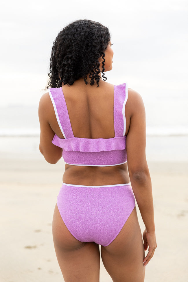 Let's Sea What Happens Purple Ruffle Detail Bikini Bottom - Women's Swimwear for Beach & Pool - Final Sale