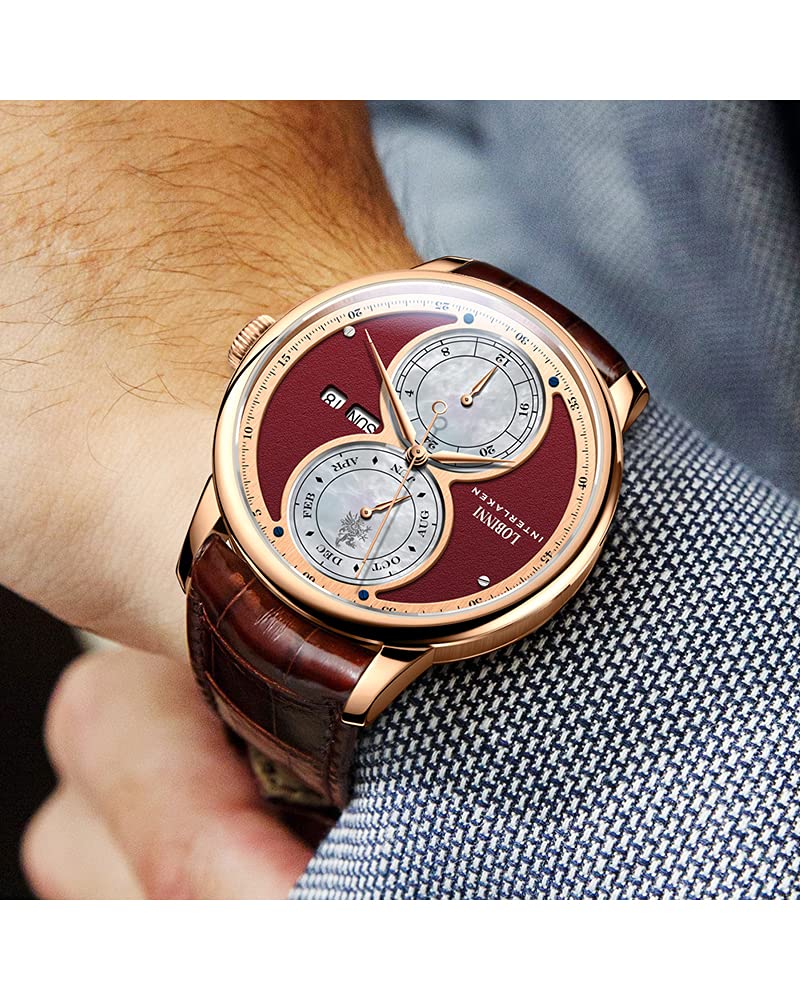 LOBINNI Men's Automatic Mechanical Watch - Stainless Steel Dress Watch with Week Calendar - Luxury Top Brand Timepiece for Business, Formal Events & Everyday Wear