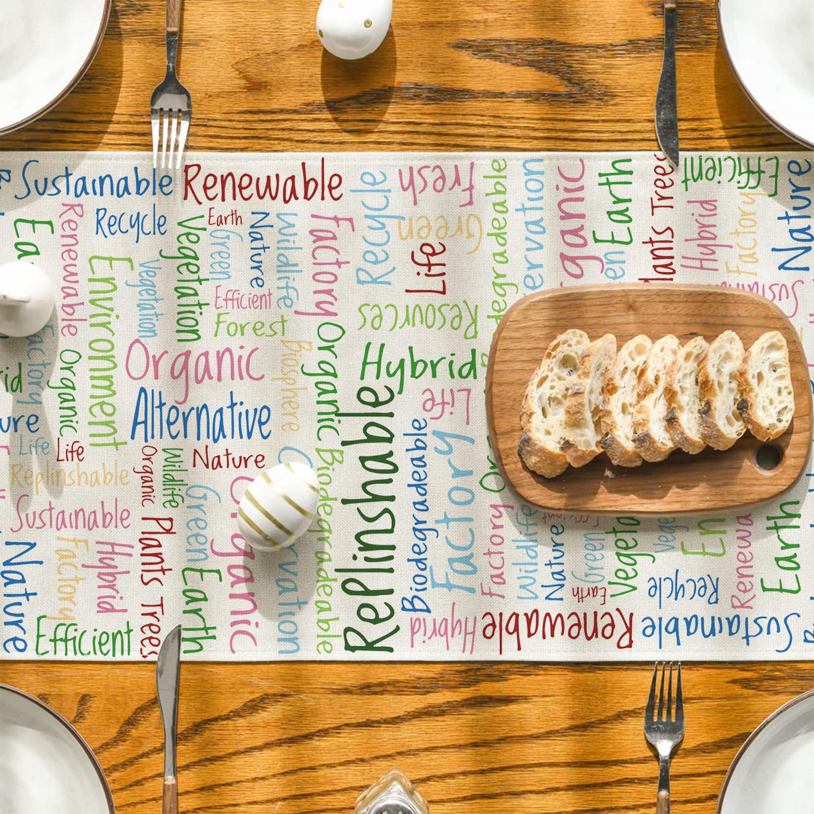 Eco-Friendly Earth Day Table Runner & Party Decorations - Sustainable Home Party Supplies for Earth Day Celebrations & Environmental Awareness Events