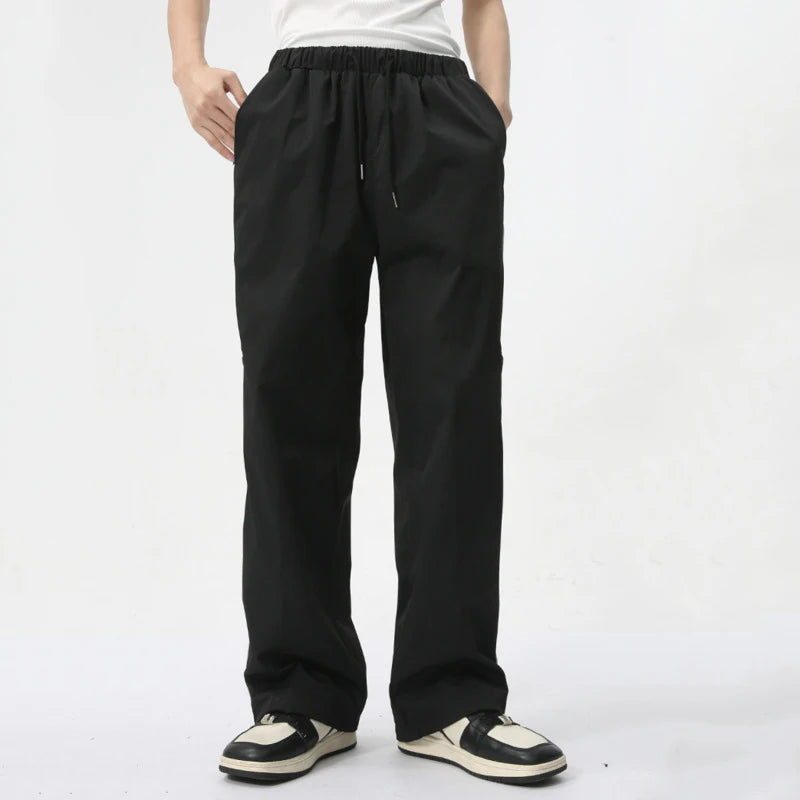 **American Style Loose Fit Men's Sports Pants - Casual Lace-Up Wide Leg Trousers with Side Stripes - Breathable Summer Joggers for Gym, Running & Lounge Wear**