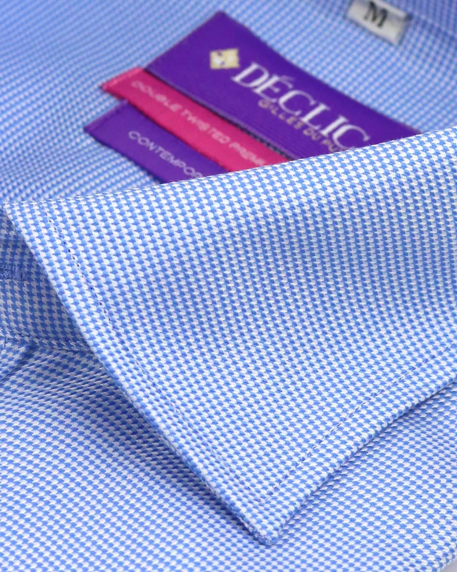 DÉCLIC Shoreham Textured Casual Shirt for Men - Light Blue Button Down Shirt, Breathable Cotton Blend, Relaxed Fit - Perfect for Office, Date Night & Weekend Outings