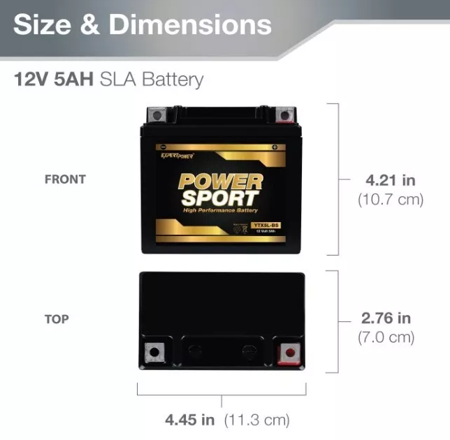 YTX5L-BS 12V 5AH Powersports ATV Battery - High Performance Replacement Battery for ATV, UTV, Motorcycle & Powersports Vehicles - Perfect for Off-Roading, Trail Riding & Outdoor Adventures