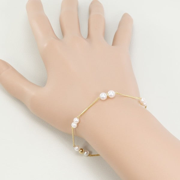 18K Yellow Gold Pearl Bracelet for Women - Elegant Pearl Jewelry for Wedding, Party & Special Occasions