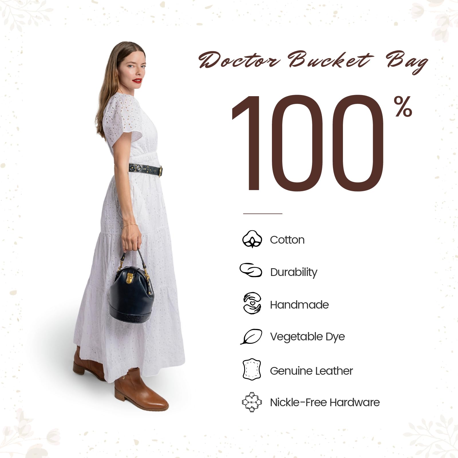 Premium Doctor Bucket Crossbody Handbag for Women - Genuine Cowhide Leather Shoulder Bag - Stylish & Versatile Purse for Work, Travel & Everyday Use