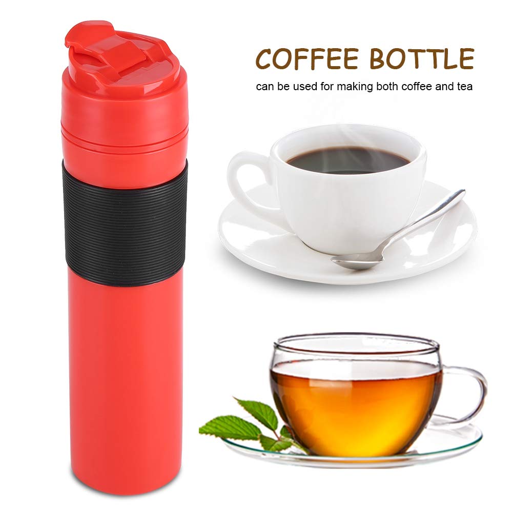Zerodis 350ml Portable French Press Coffee & Tea Maker - Insulated Travel Mug for Commuting, Camping, Hiking, Office & Outdoor Use (Red) | Leak-Proof & Durable Stainless Steel Design
