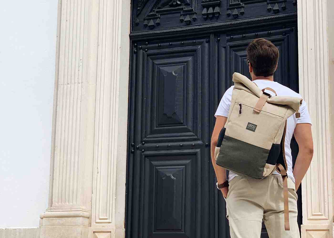 Eco-Friendly Vegan Hemp Backpack for Women & Men - Lightweight Beige & Red Casual Daypack for College, Travel, Hiking & Everyday Use