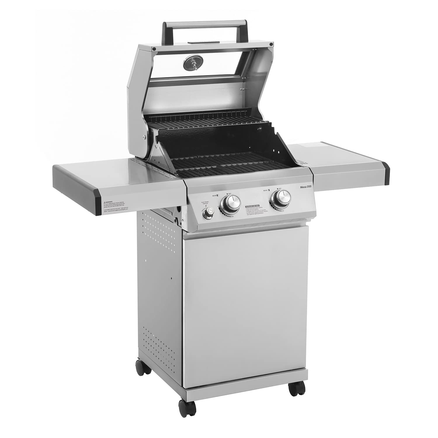 Monument Grills 14633 2-Burner Stainless Steel Propane Gas Grill with Clearview® Lid & Knob Controls - Mesa 200 Outdoor BBQ Grill for Backyard, Patio, and Tailgating