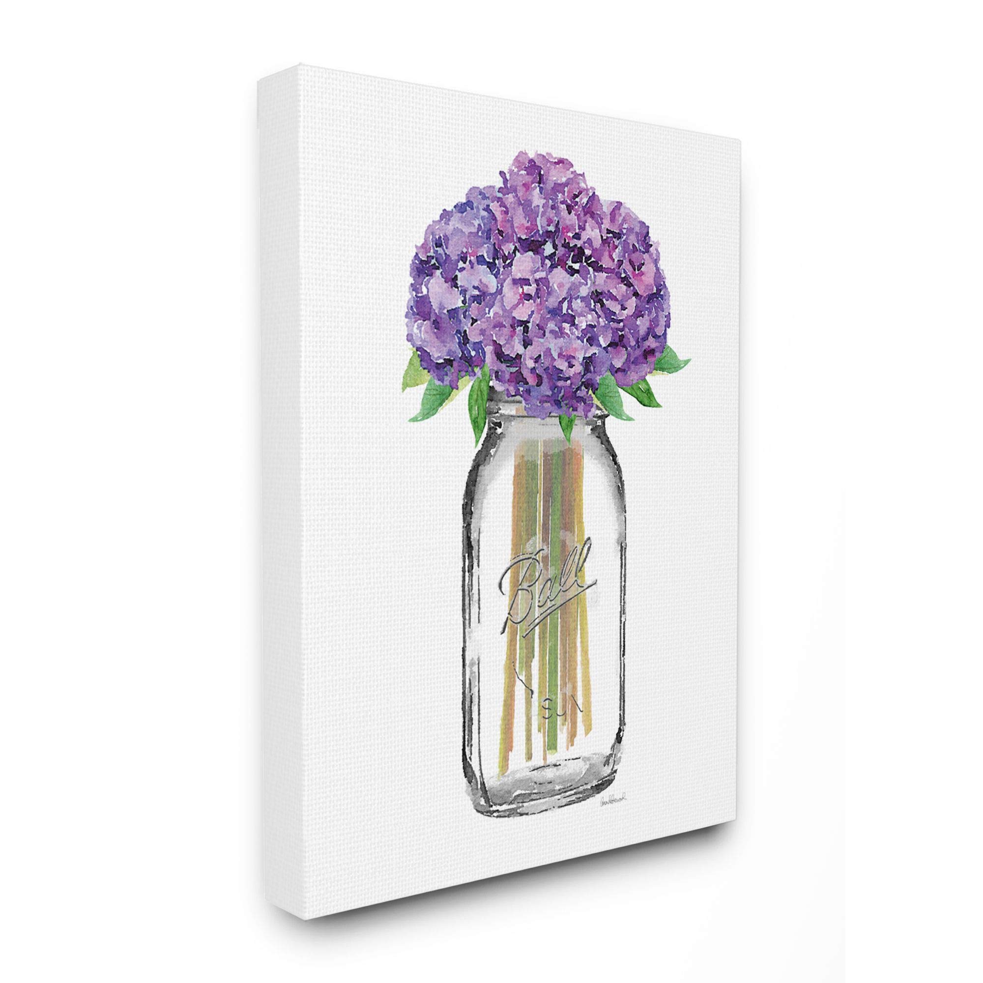 Stupell Industries Purple Watercolor Floral Jar Wall Art by Amanda Greenwood - 36x48 Canvas Print for Living Room, Bedroom & Office Decor