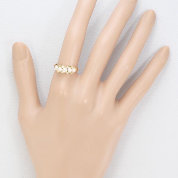 18K Yellow Gold Pearl and Diamond Ring for Women - Elegant Bridal, Wedding, Anniversary, or Gift Jewelry