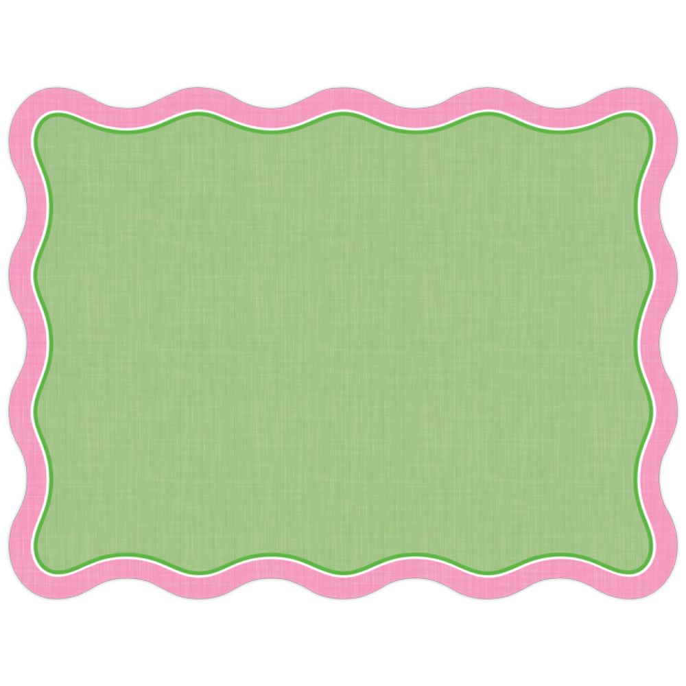 Elegant Green & Pink Die-Cut Placemats for Dining Table - Premium Waterproof Placemats Set of 6 - Perfect for Dinner Parties, Home Decor, and Holiday Gatherings