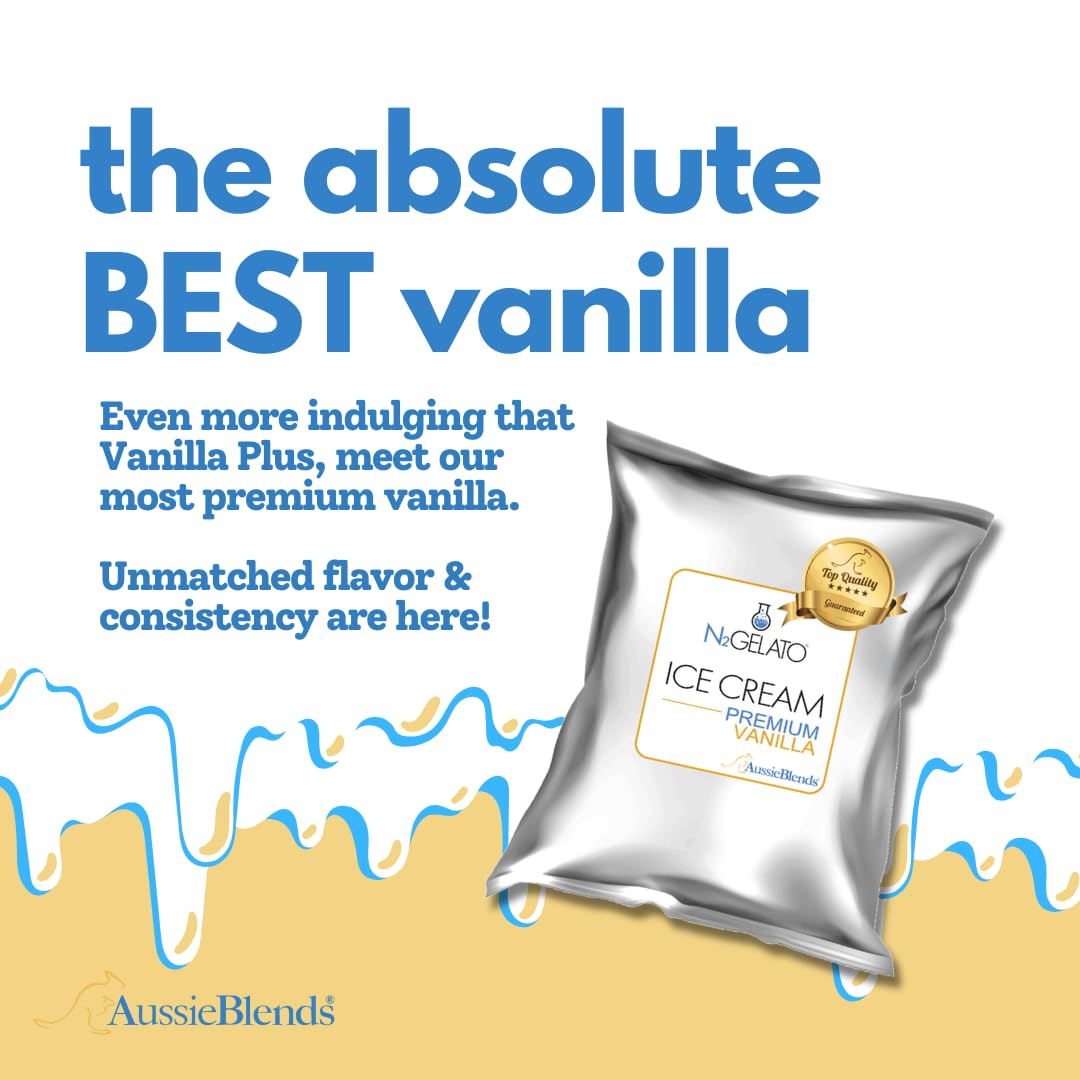 Premium Vanilla Ice Cream Mix by AussieBlends - 8-Pack for Soft Serve, Rolled Ice Cream, Gelato & More | Perfect for Ice Cream Shops, Dessert Cafes & Home Use