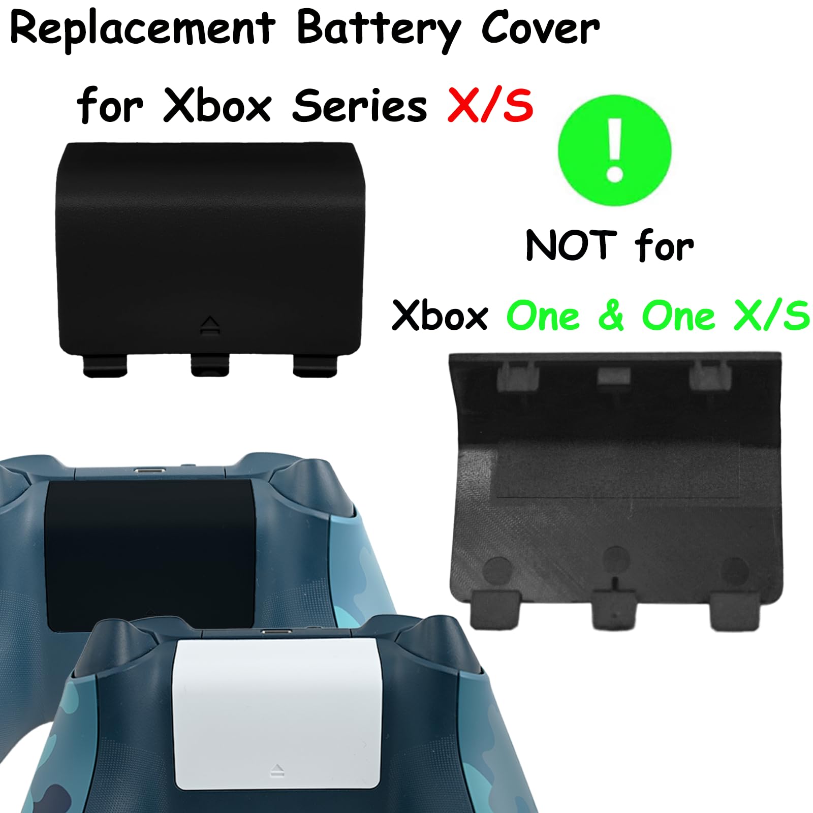4 Pack Battery Cover for Xbox Series X/S Controller - Replacement Back Shell Cover (Not Compatible with Xbox One & One X/S) - Durable & Secure Fit for Gaming Sessions & Travel