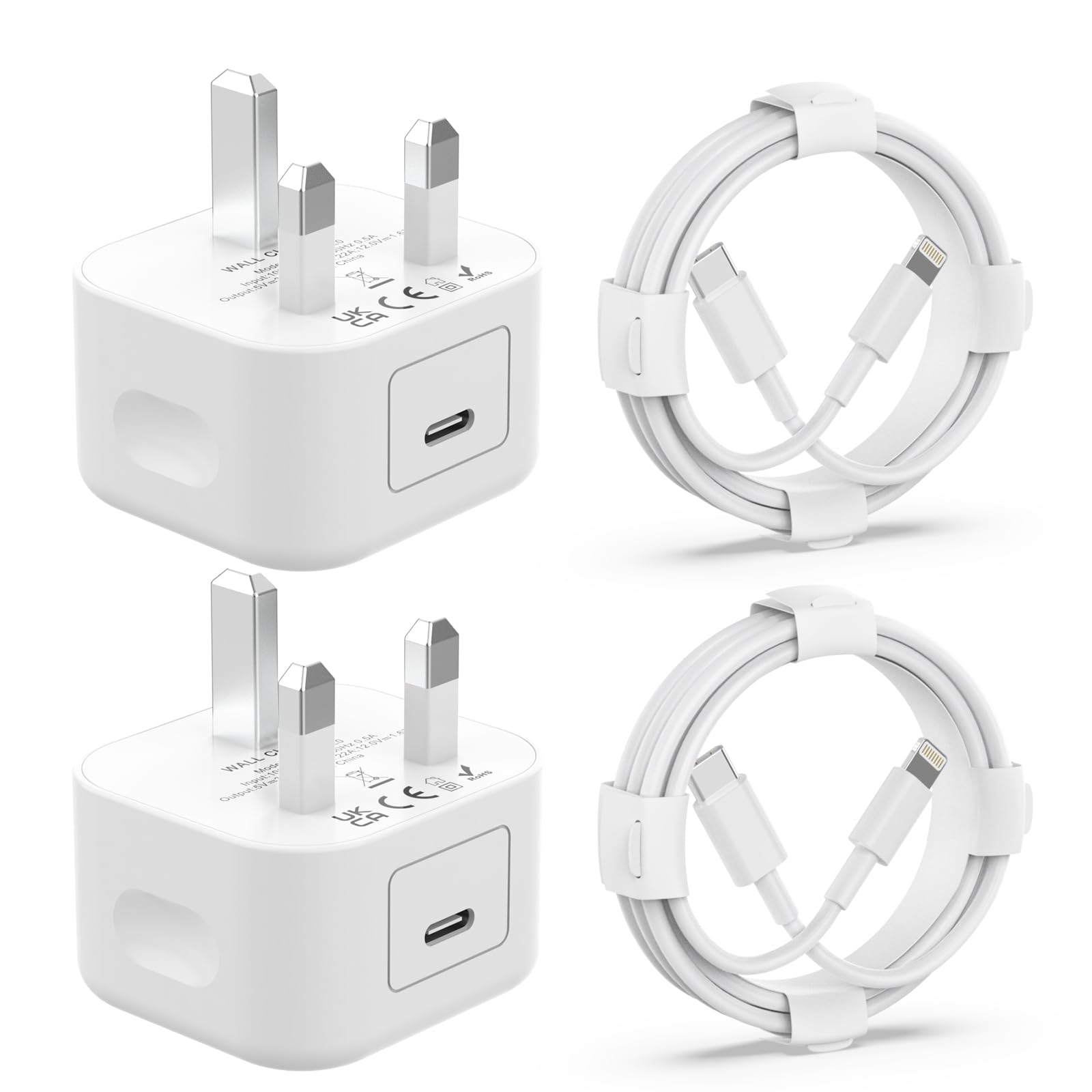MFi Certified 20W Fast Charger for iPhone 14/13/12/11 Pro Max/X/XR - 2 Pack USB C to Lightning Cable with 6FT Long Cord & USB C Plug - Quick Charge for Home, Office & Travel