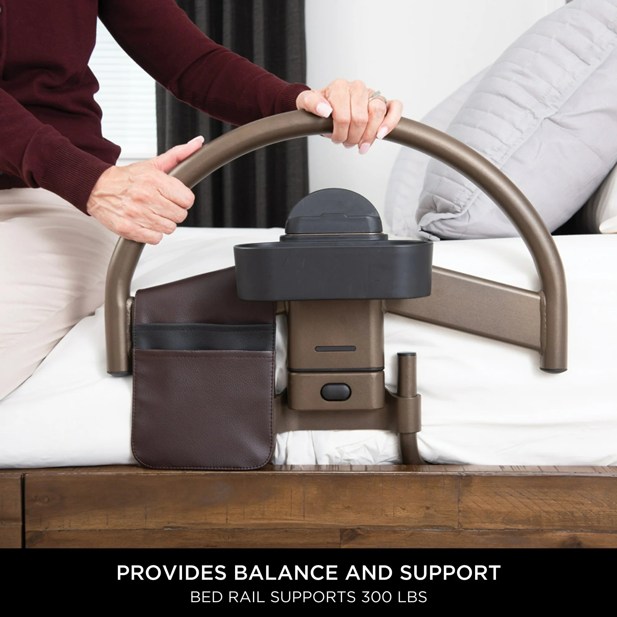 Signature Life Freedom Click Bed Handle - Adjustable Adult Bed Rails for Seniors & Elderly Safety - Bed Assist Rail for Home Care, Hospitals & Rehab Centers - Perfect for Adjustable Beds & Mobility Assistance