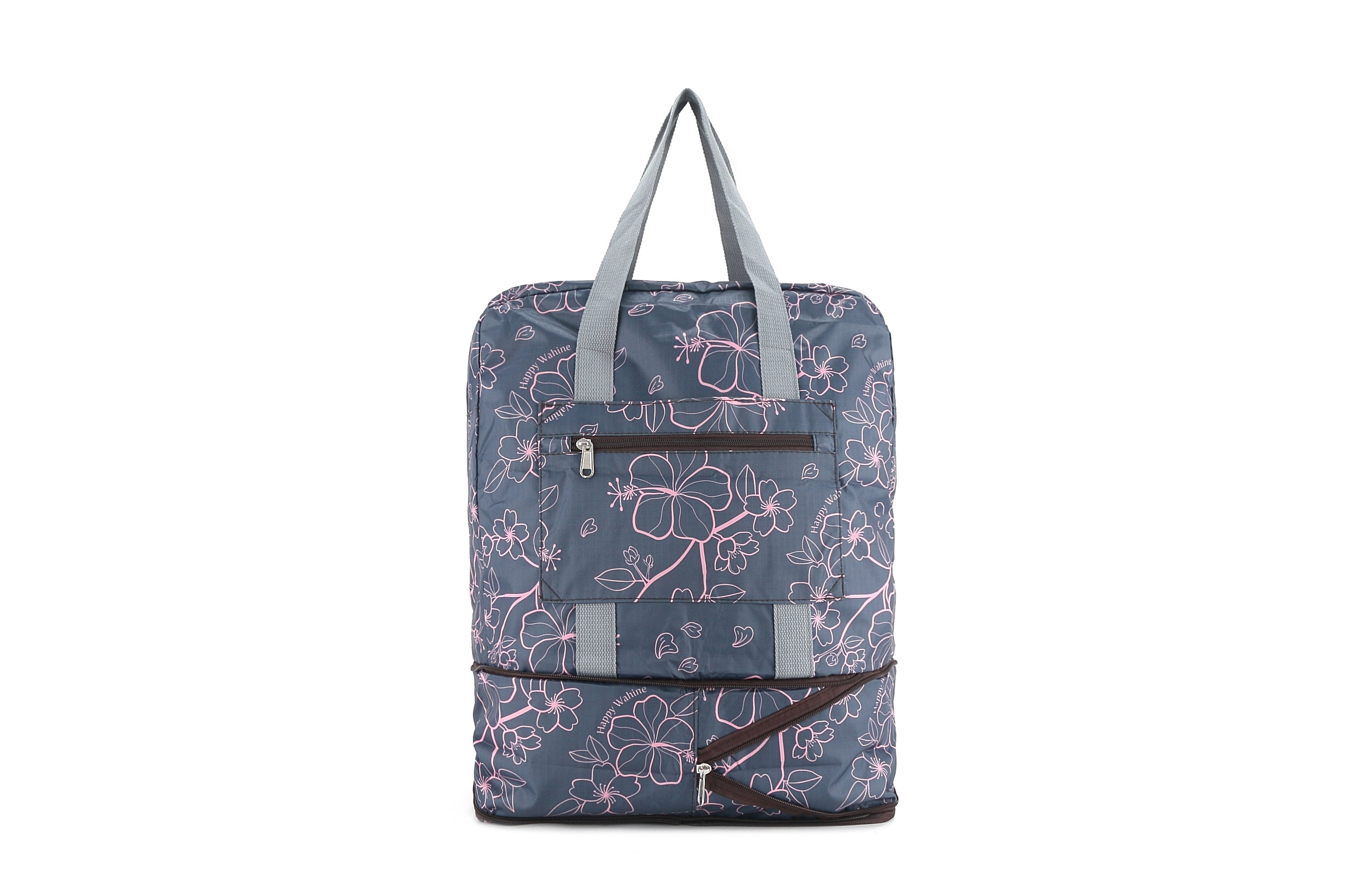 Foldable Duffle Bag for Travel & Gym - Lightweight Waterproof Carry-On Luggage with Shoulder Strap - Perfect for Weekend Trips, Sports & Outdoor Activities (Sophie Sakura Grey)