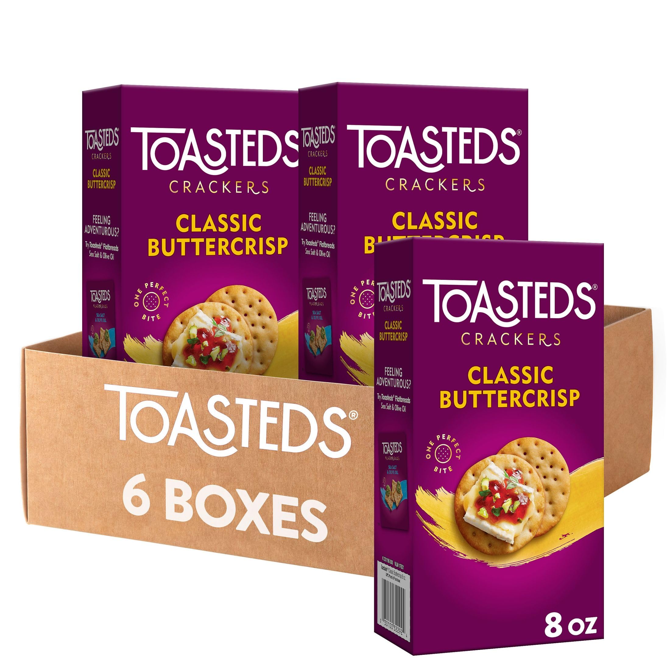 Toasted Crackers - Classic Buttercrisp Snacks (6 Pack) | Perfect for Parties, Lunch Boxes & On-the-Go Snacking | Delicious Party Food & Office Treats