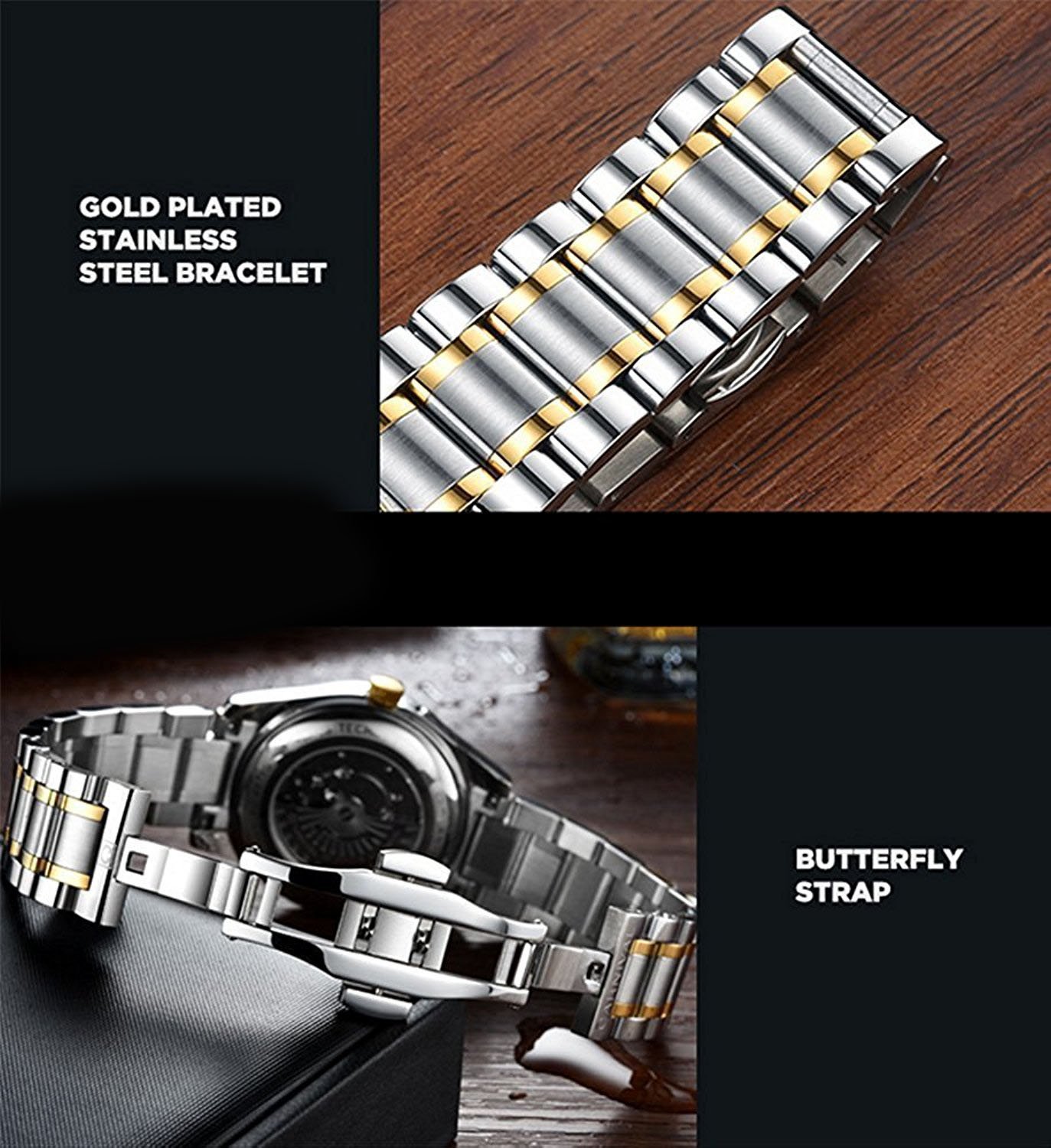 Swiss Automatic Mechanical Watch for Men & Women - Diamond-Accented Two-Tone Couple Watches | Luxury Gift for Anniversary, Wedding & Special Occasions