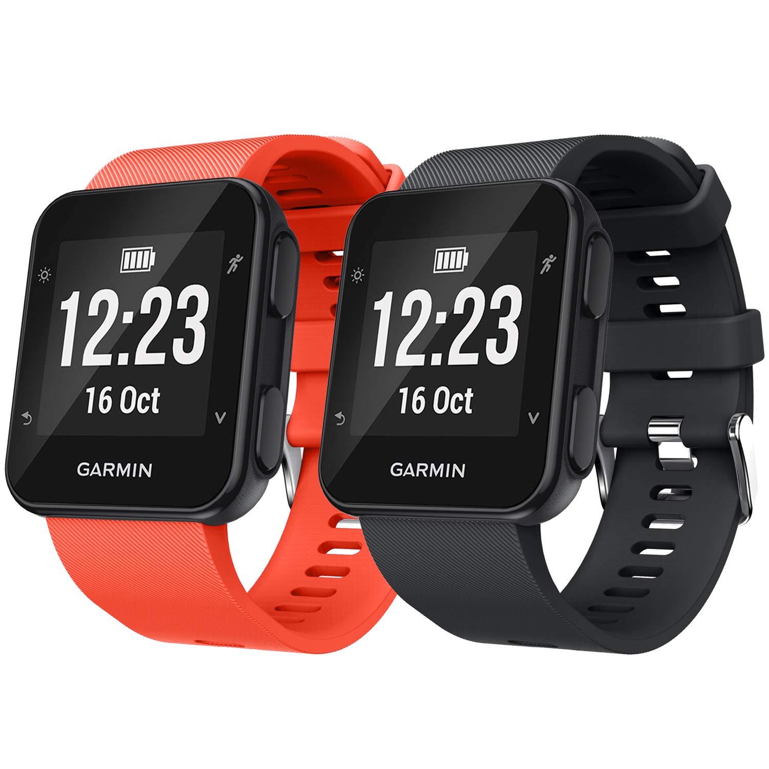 Fit for Garmin Forerunner 35/30 Silicone Replacement Watch Band - Durable Orange Black Strap for Men & Women - Perfect for Running, Workouts & Outdoor Activities