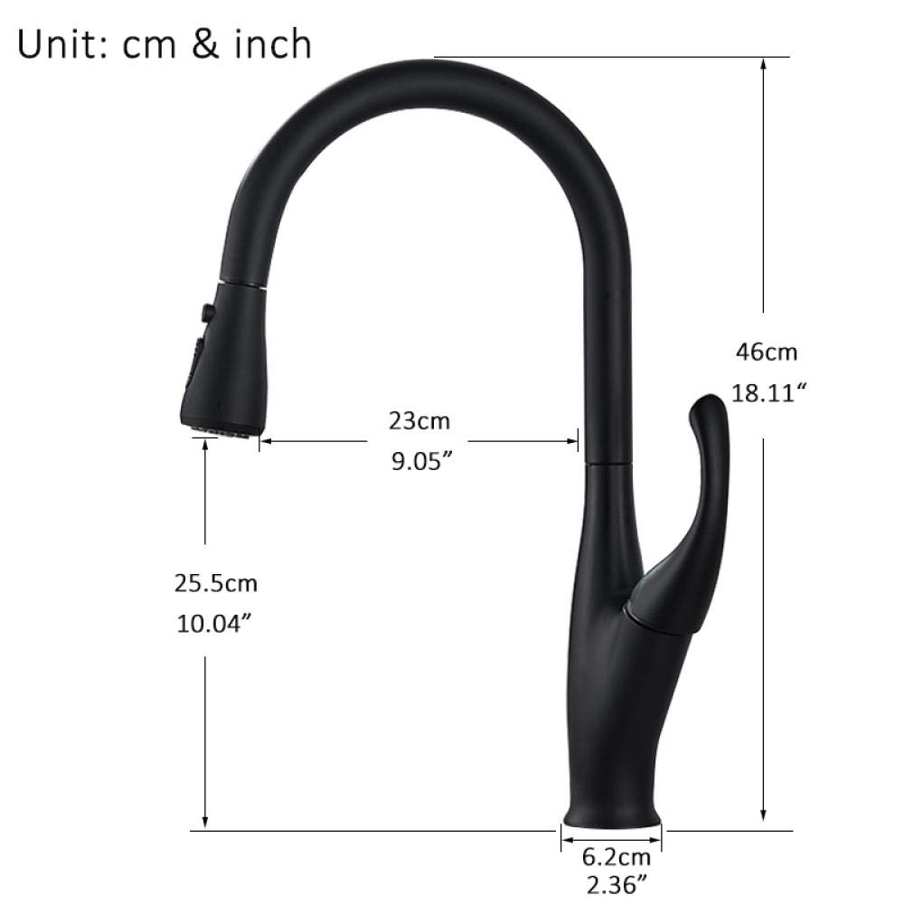 Matte Black Pull Out Kitchen Faucet with Single Handle - Hot & Cold Water Mixer Tap with 360° Rotation - Perfect for Modern Kitchens and Easy Dishwashing