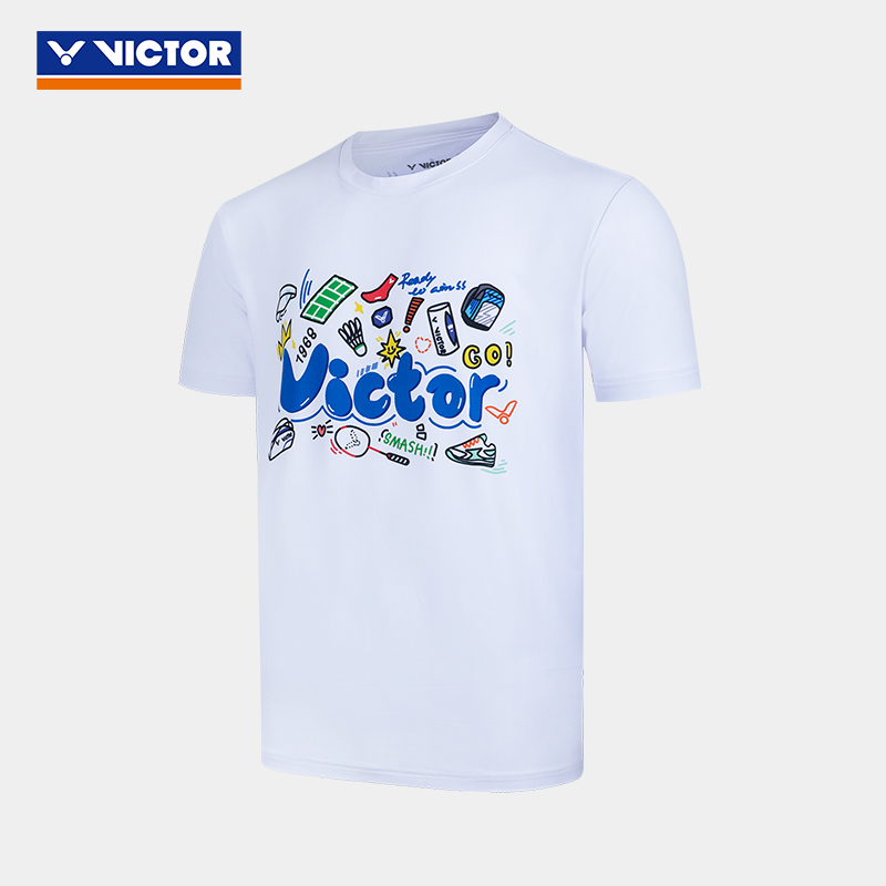 Victor Badminton Sports Shirt T 50032 A - White Unisex Performance Top for Men & Women | Ideal for Badminton, Tennis & Casual Wear