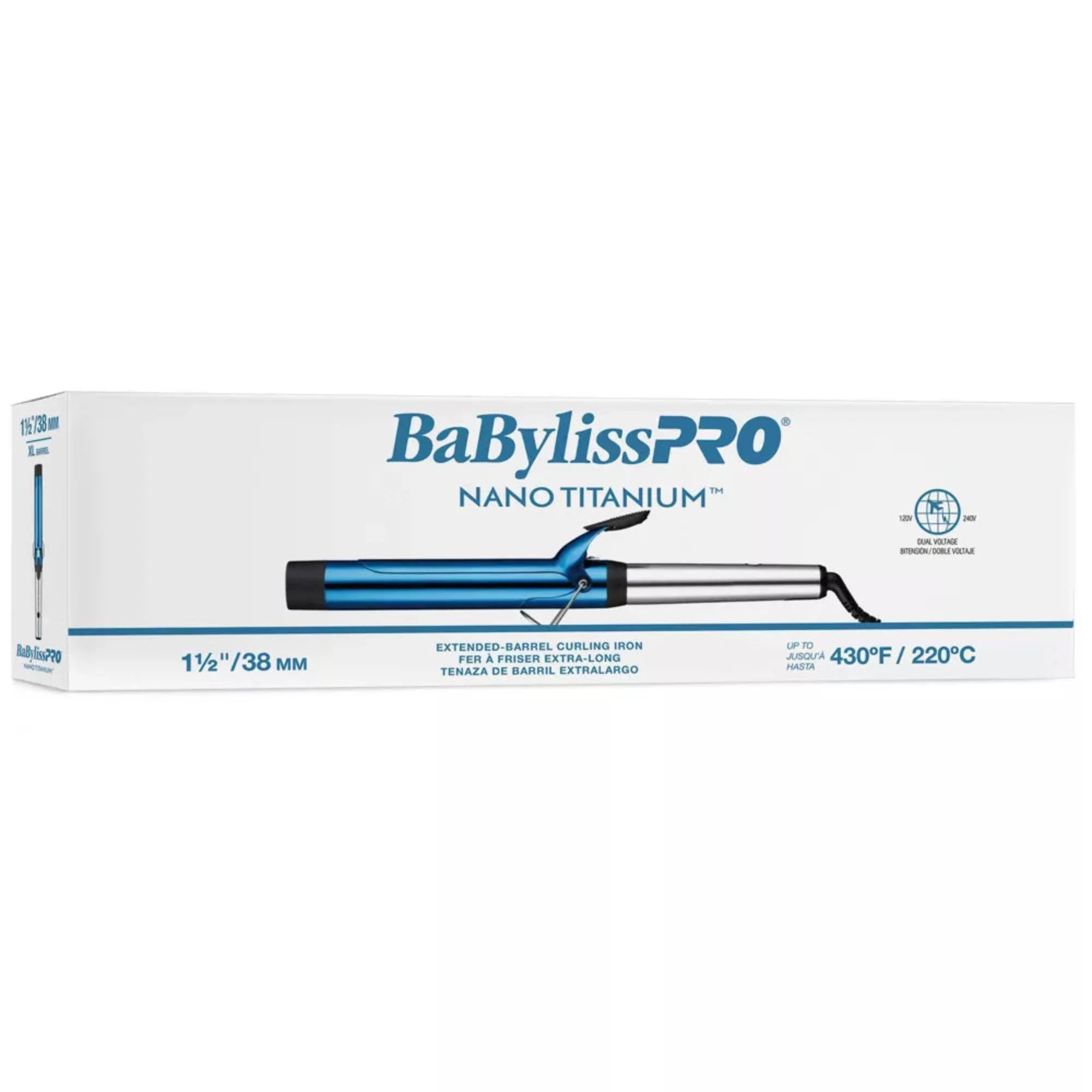 BabylissPRO Nano Titanium 1.5 Inch Extended Barrel Curling Iron for Long Hair - Professional Salon-Grade Styling Tool (Model BNTW150XLUC) - Perfect for Beach Waves, Wedding Hairstyles & Everyday Curls