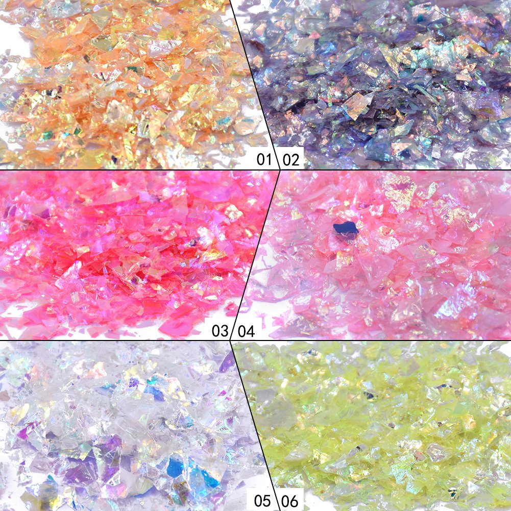 12 Boxes Holographic Mermaid Nail Sequins Set - Iridescent Ice Glass Nail Glitter for Manicure, Face & Body Art - DIY Nail Decoration Accessories with Flakes Stickers (Perfect for Parties, Salons & Creative Nail Designs)