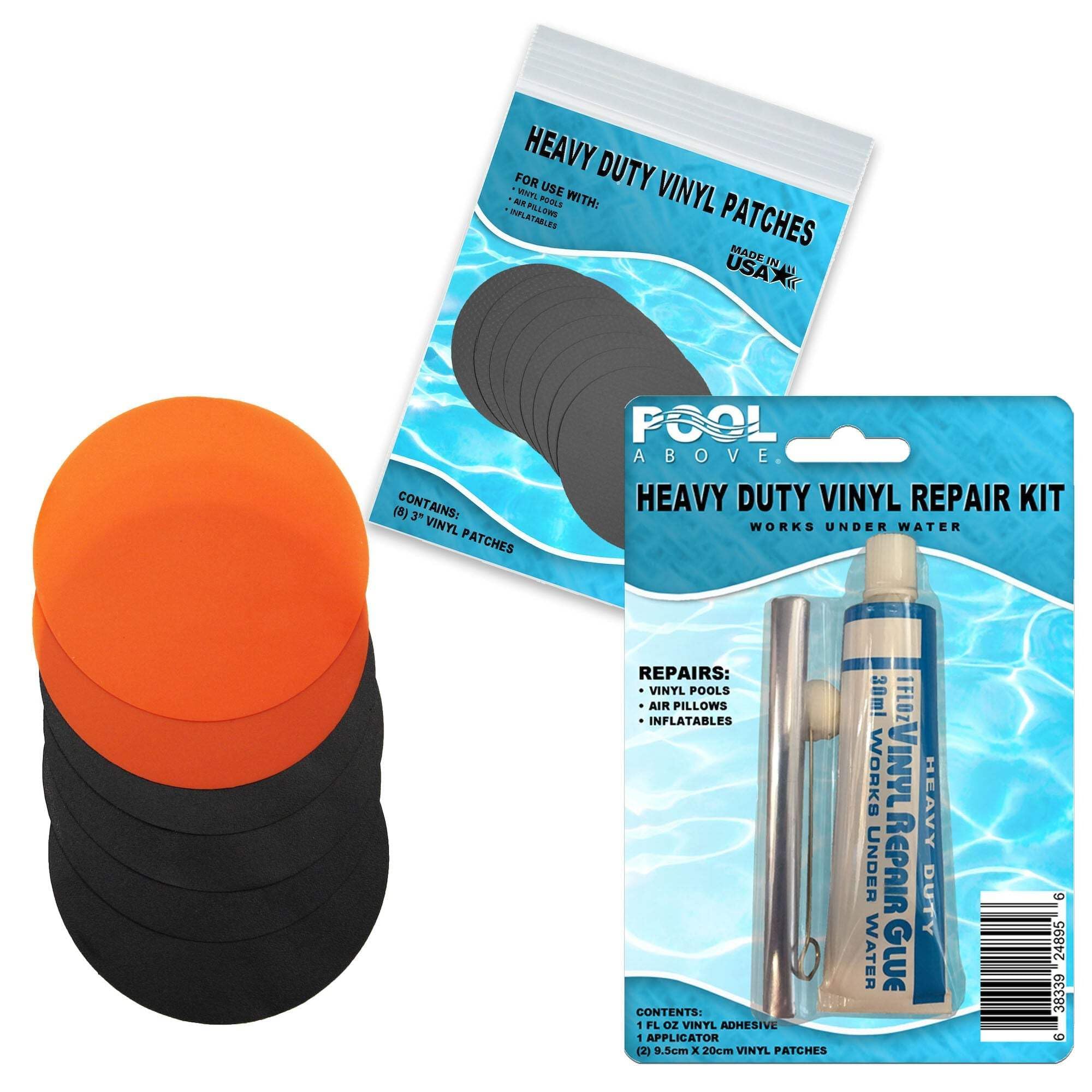 Explorer 300 Boat Vinyl Repair Kit with Glue & Orange/Black Patches | Waterproof Marine Patch for Inflatable Boats, Kayaks, Paddleboards | DIY Fix for Tears, Holes, Leaks