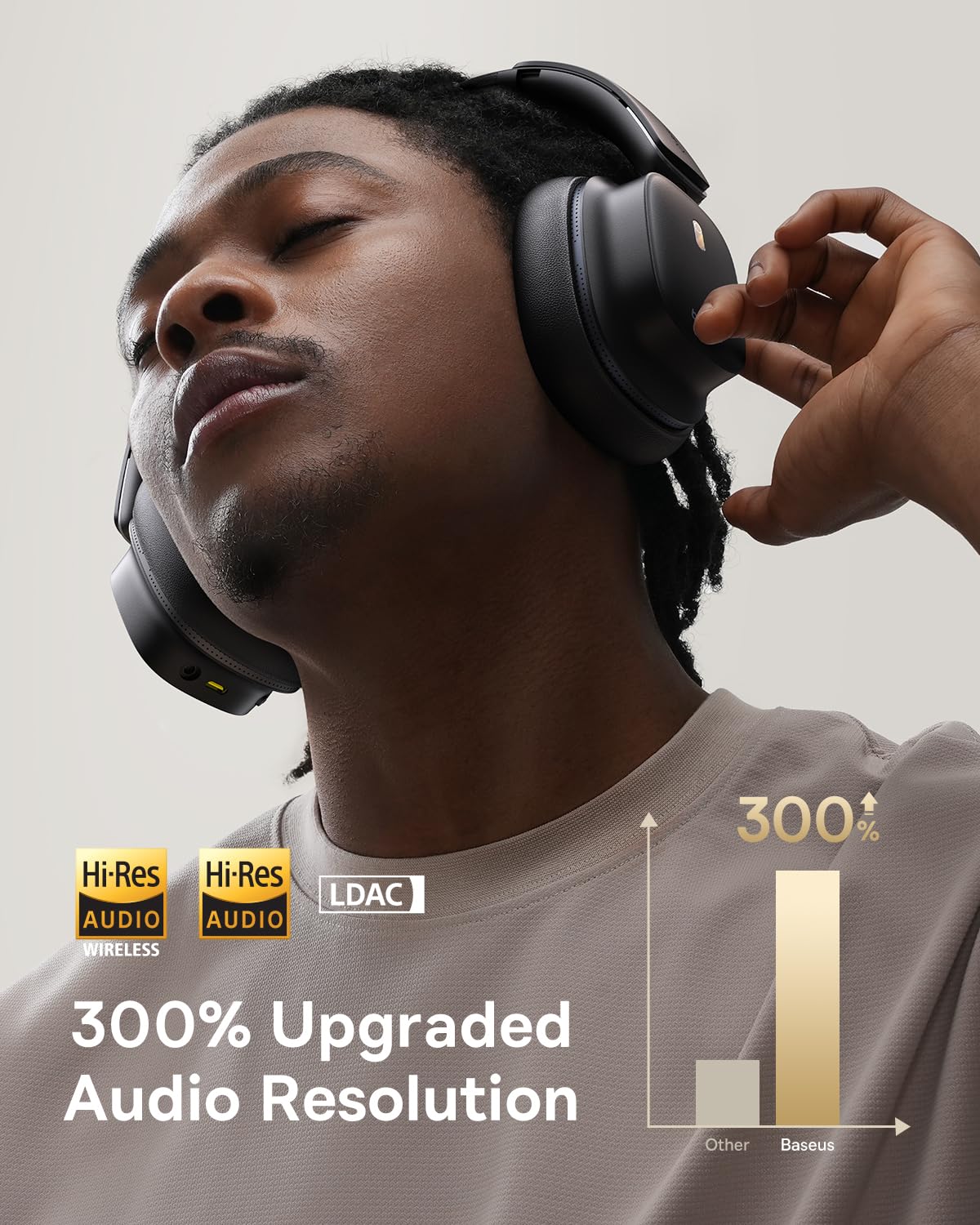 Baseus Bowie 30 Max Active Noise Cancelling Wireless Headphones – Over Ear Bluetooth 5.4 with Head Tracking Spatial Audio, LDAC Hi-Res Sound, 65H Battery Life – Perfect for Travel, Work & Gaming – Comfort Fit & App Control for Clear Calls