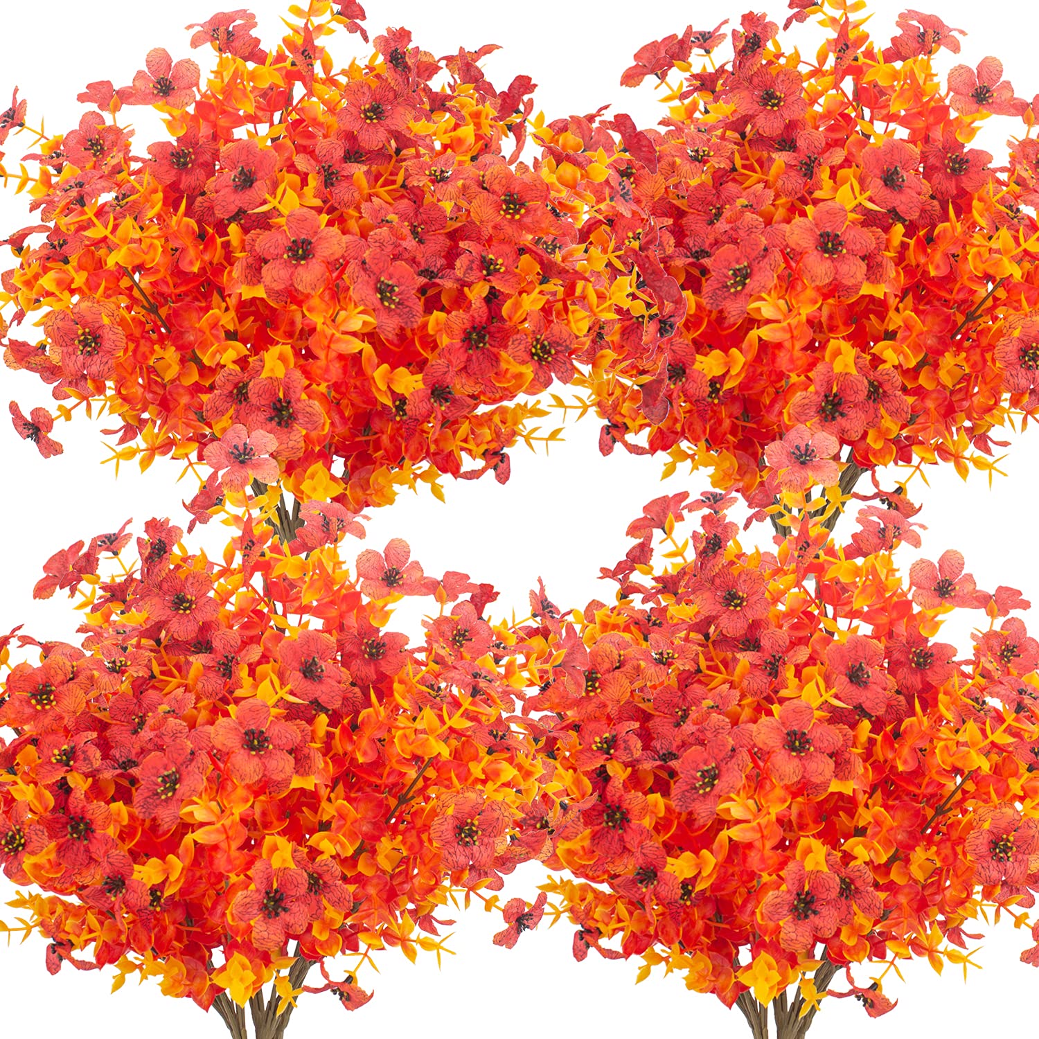 10 Bundles UV Resistant Artificial Fall Flowers for Outdoor - Fade Proof Fake Plants for Garden, Porch, Window Box Decor - Perfect for Autumn Home & Wedding Decorations