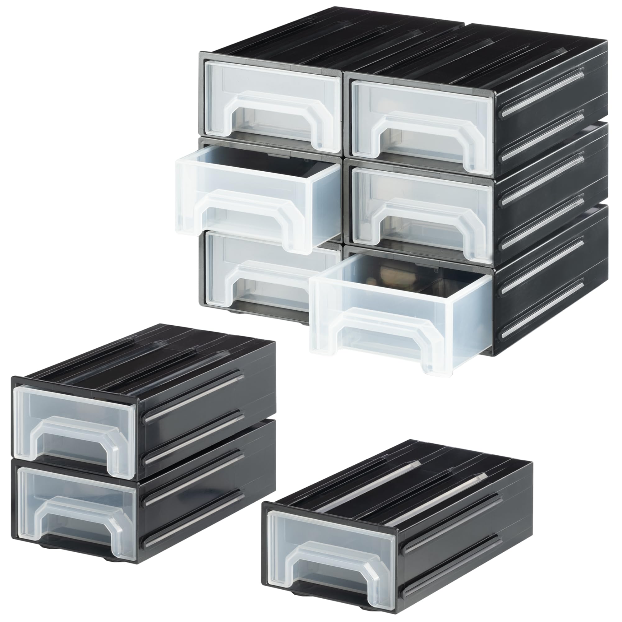 Navaris 6-Drawer Small Parts Organizer - Plastic Storage Box for Screws, Nails & Workshop Accessories - Black Compartment Organizer for DIY, Crafts & Home Improvement Projects