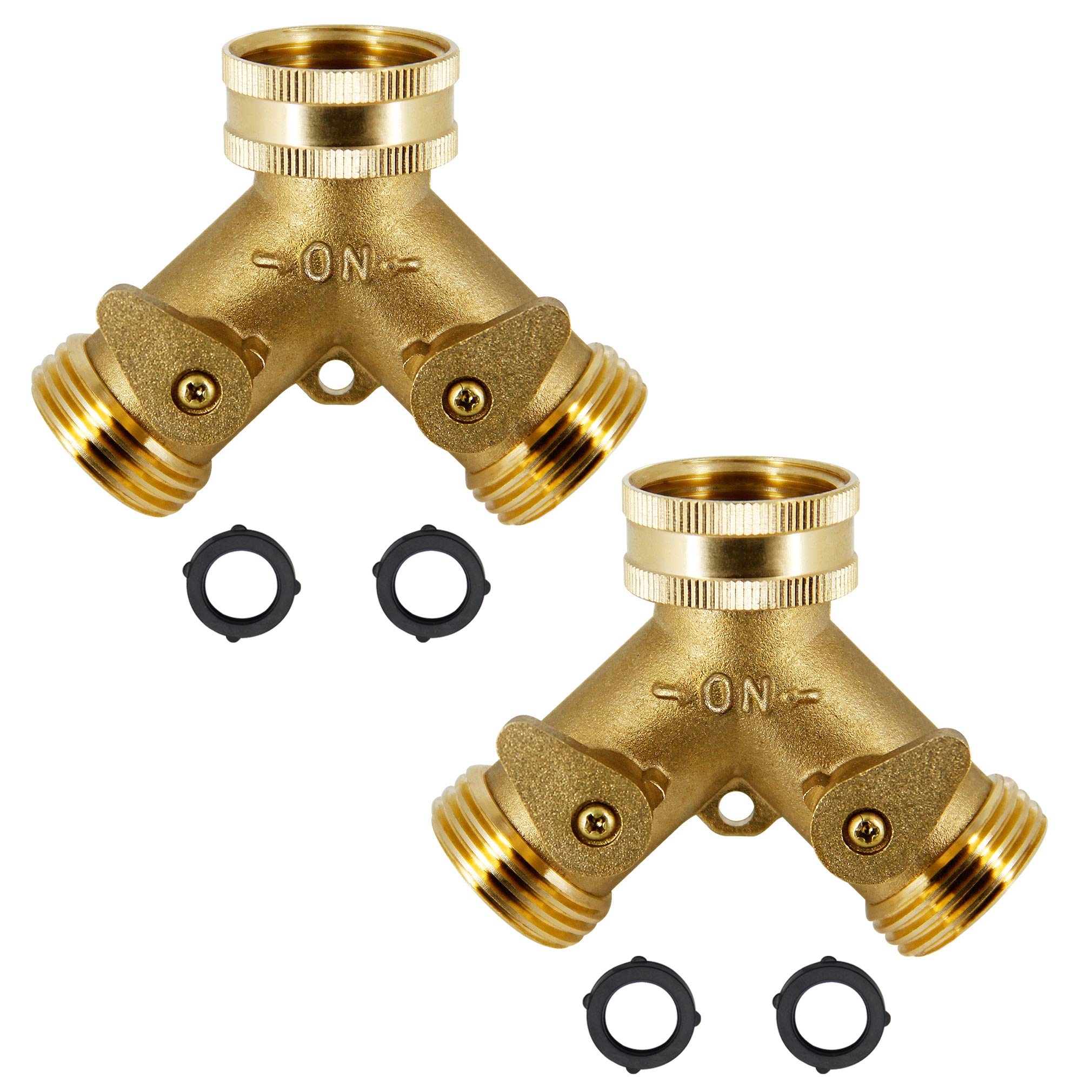 2-Way Brass Hose Splitter - 3/4