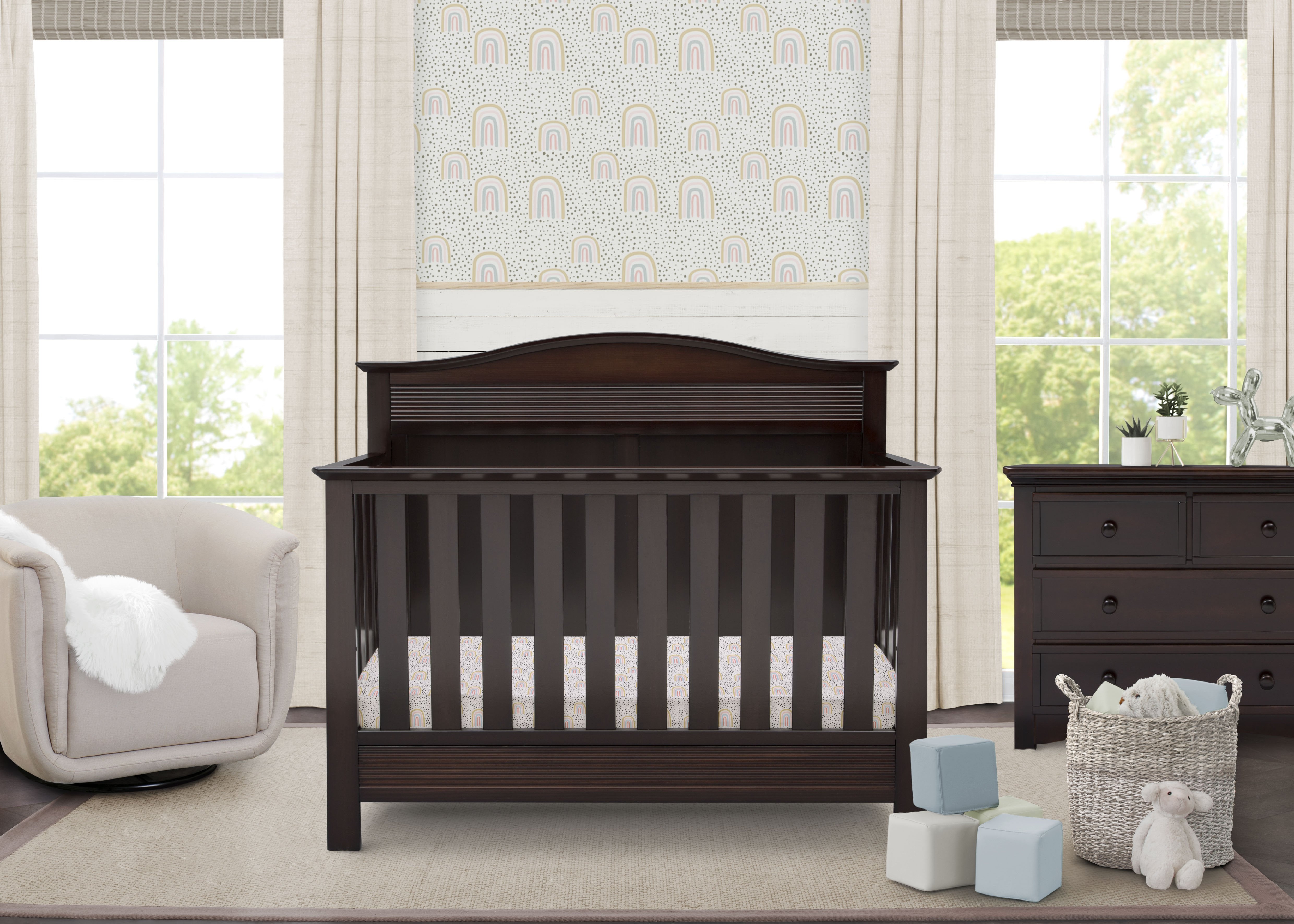 Barrett 4-in-1 Convertible Baby Crib - White Nursery Furniture for Newborn to Toddler | Perfect for Modern Nursery, Bedroom & Daycare