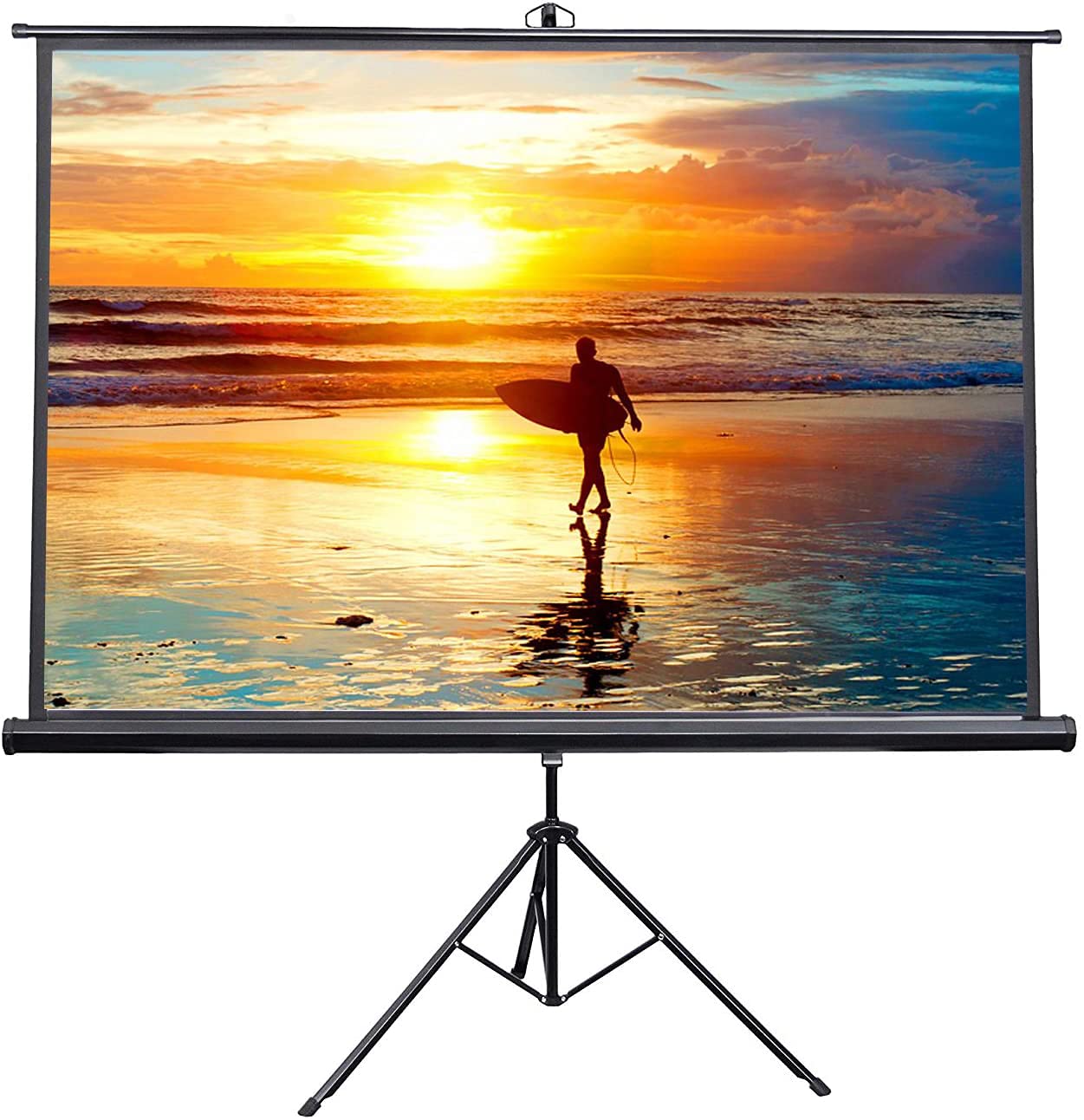 VIVO 100 Inch Portable Indoor Outdoor Projector Screen - HD 4:3 Aspect Ratio, 4K/3D/1080P Compatible, Pull-Up Foldable Stand with Tripod (Model PS-T-100) - Perfect for Home Theater, Backyard Movies, and Business Presentations