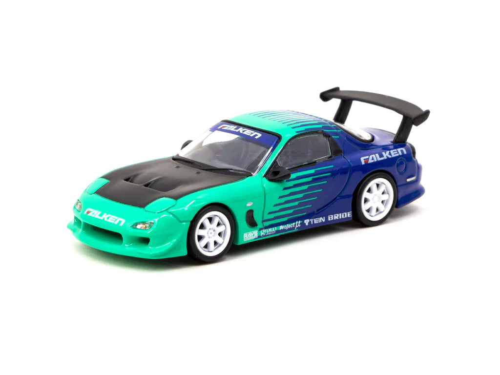 Tarmac Works 1:64 Scale Mazda RX-7 FD3S Falken Edition Diecast Model Car - Perfect for Collectors, Display, and Racing Enthusiasts