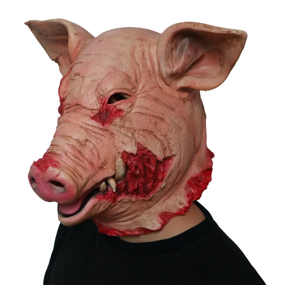 Scary Latex Pig Head Mask - Creepy Halloween Costume Accessory & Haunted House Prop for Horror Parties, Cosplay & Themed Events
