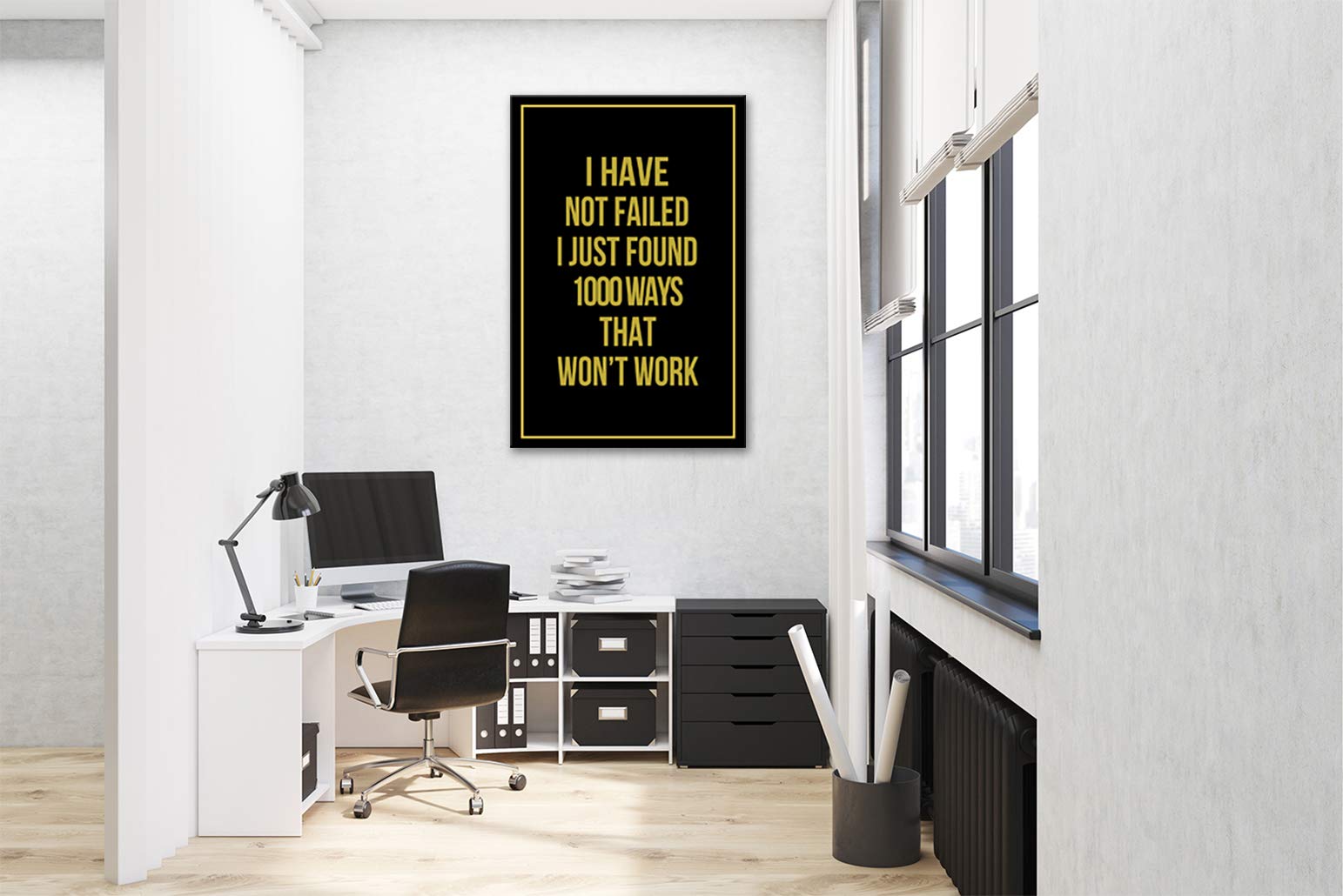 AMEMNY Hustle Inspirational Wall Art Canvas Print - Motivational Office & Home Decor - Success Entrepreneur Quote Painting - Ready to Hang Framed Poster for Living Room, Bedroom or Workspace