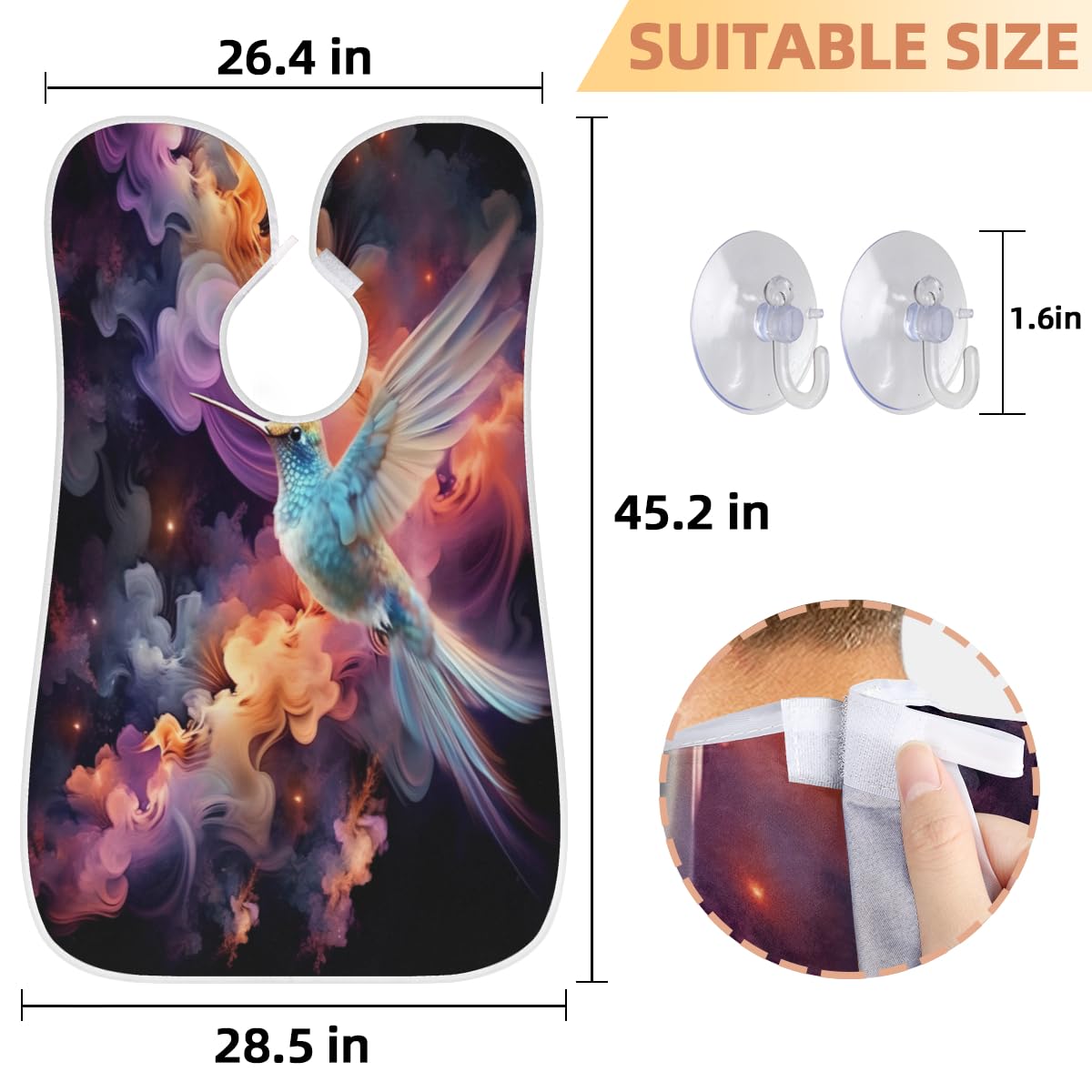 Hummingbird Pattern Barber Bib for Men & Women - Waterproof Shaving & Hair Dye Apron - Beard Trimming & Makeup Cape - Sink Hair Catcher - Perfect for Salon, Home Grooming & Professional Styling