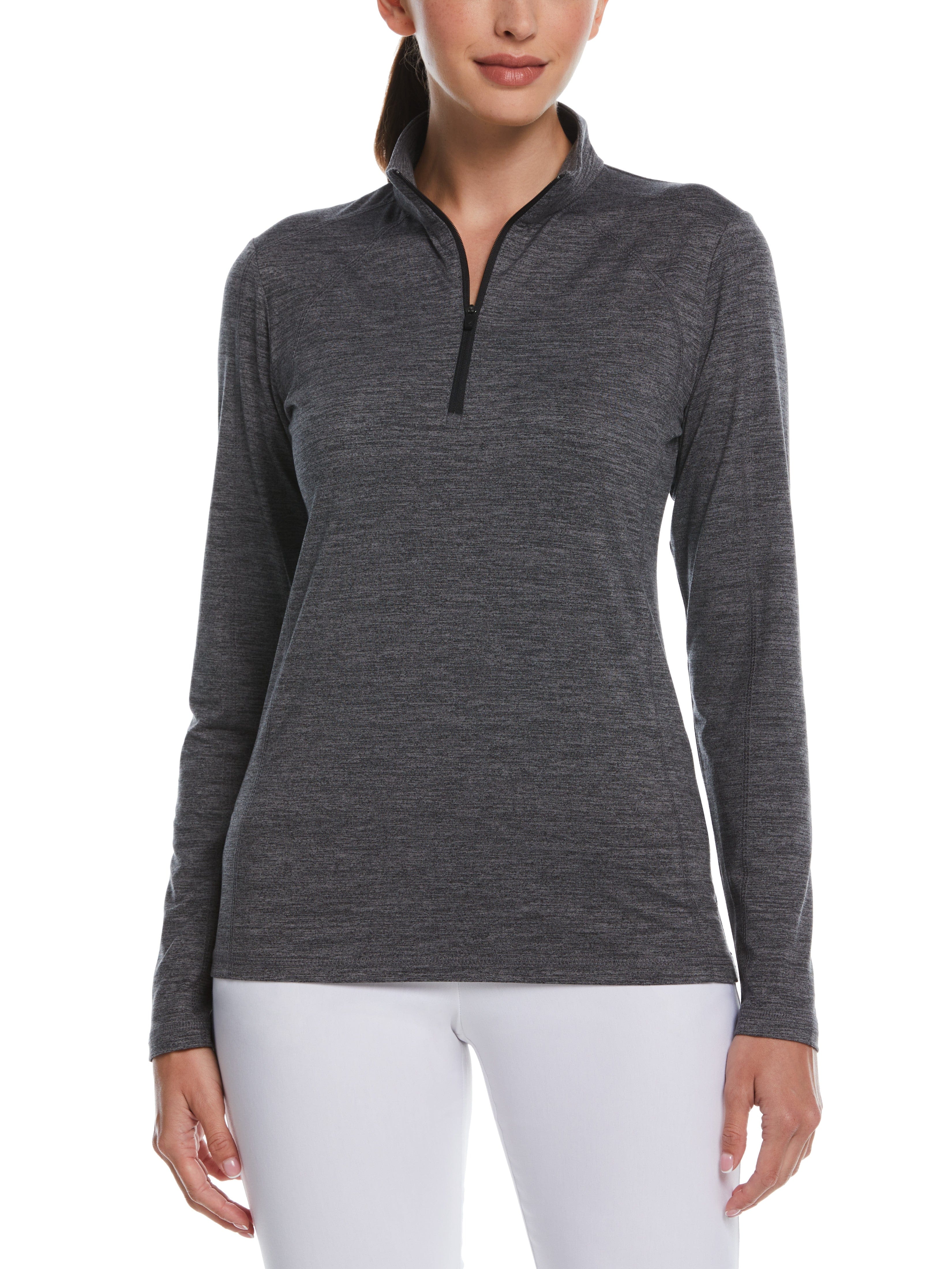 Women's Soft Brushed Heather Jersey 1/4 Zip Golf Pullover - Lightweight Stretchable Athletic Top for Golf, Running & Outdoor Activities
