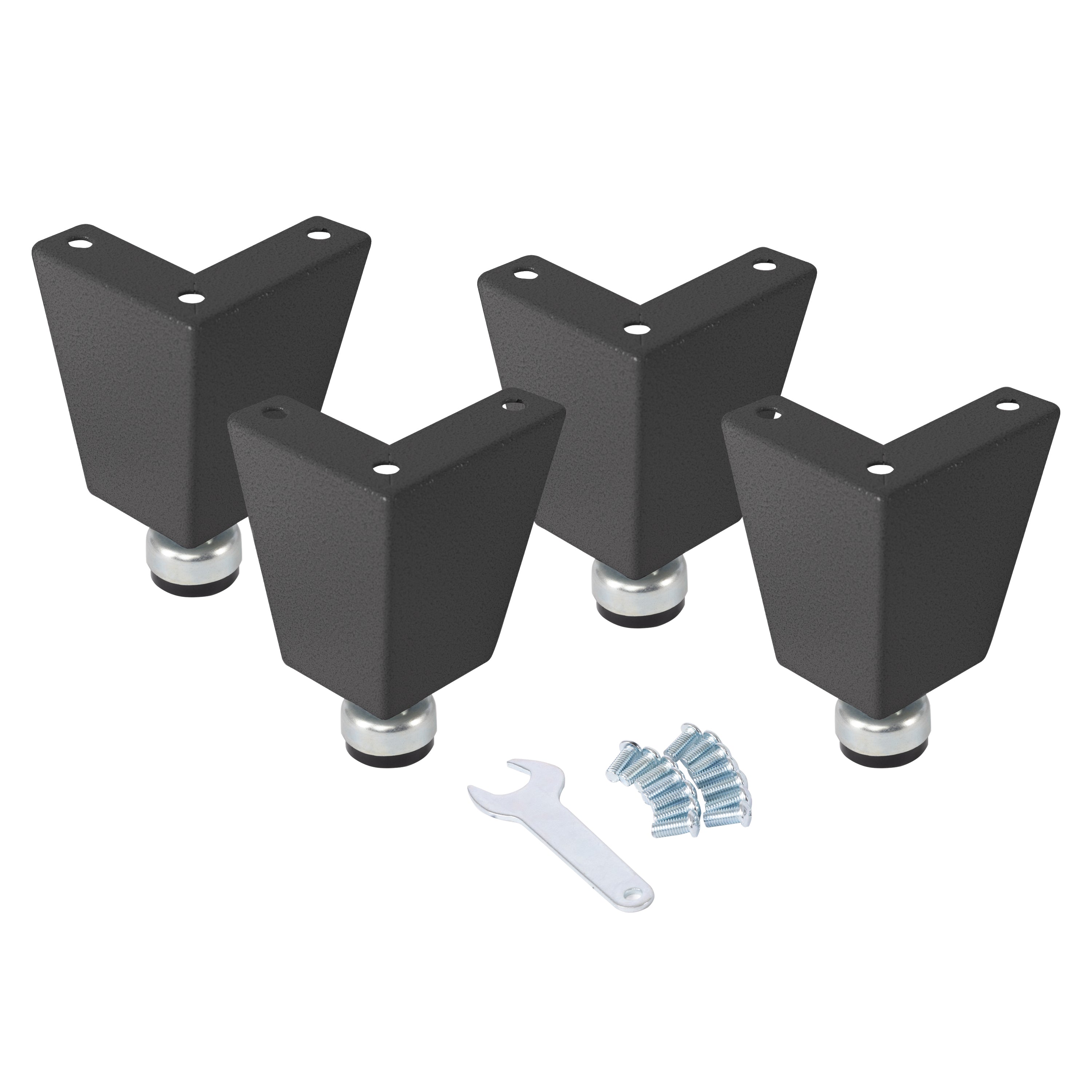 UltraHD® 6H Steel Leveling Feet with Non-Slip Rubber Base - Heavy Duty Adjustable Furniture Legs for Workbenches, Machinery & Industrial Equipment