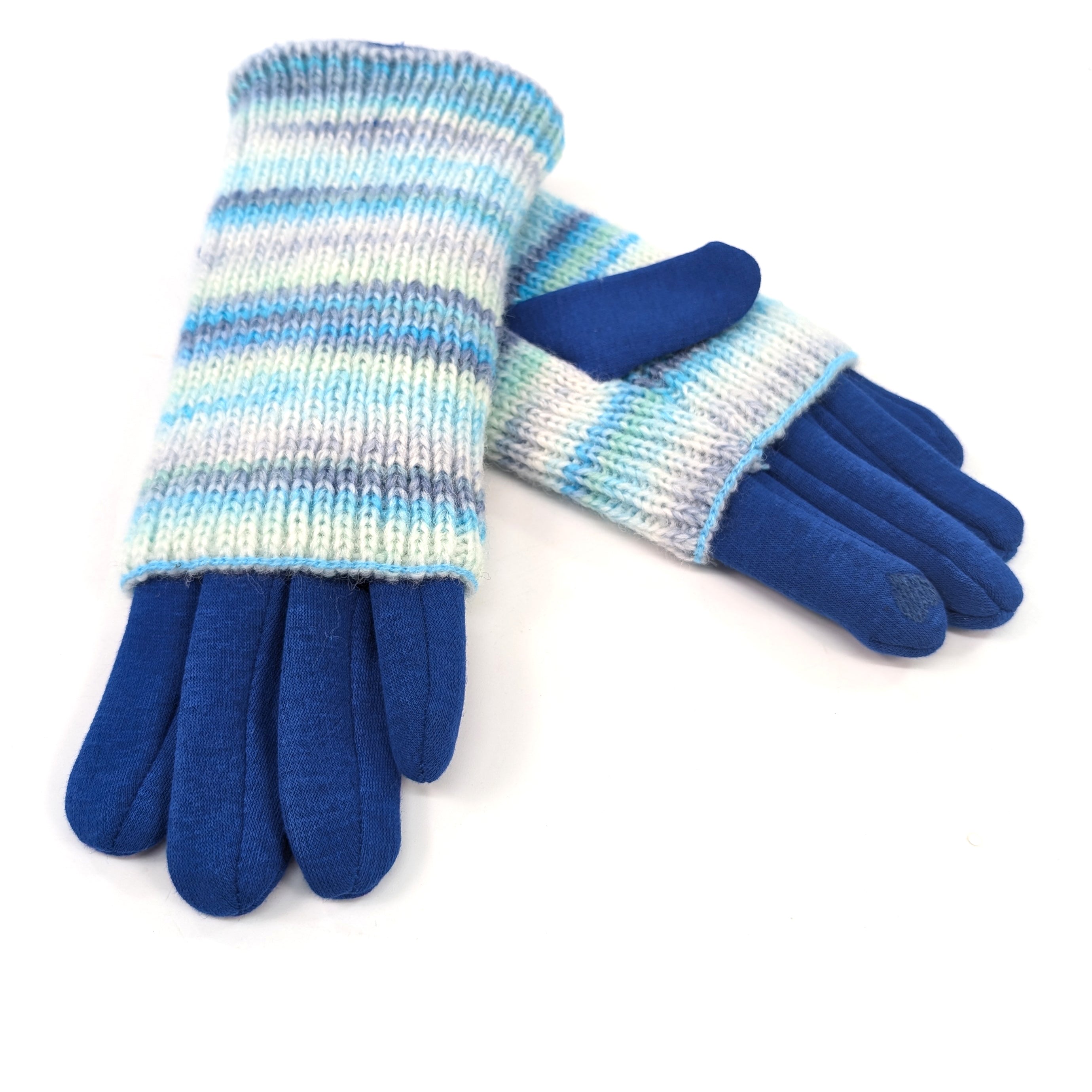 Multi Striped Two in One Gloves - Ocean Waves Design | Warm & Stylish Winter Accessories for Men & Women | Perfect for Skiing, Snowboarding & Outdoor Activities