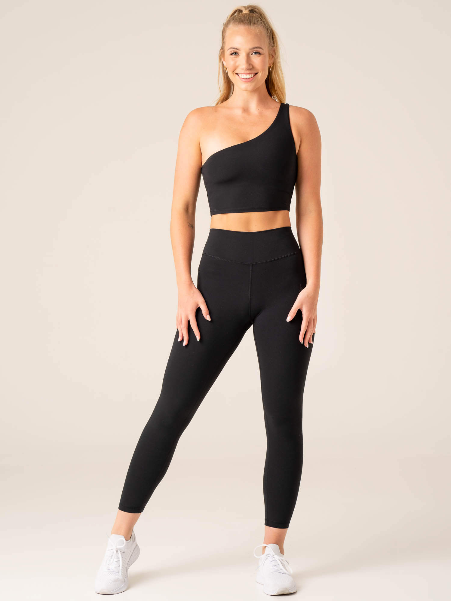 NKD One Shoulder Tank Bra - Seamless Sports Bra for Women, Black | Workout, Yoga, Gym & Lounge Wear