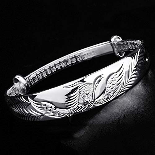 MAIHAO 925 Sterling Silver Phoenix Bangle Bracelet for Women - Handmade Folk Art Jewelry, Elegant Gift for Birthday, Anniversary & Special Occasions