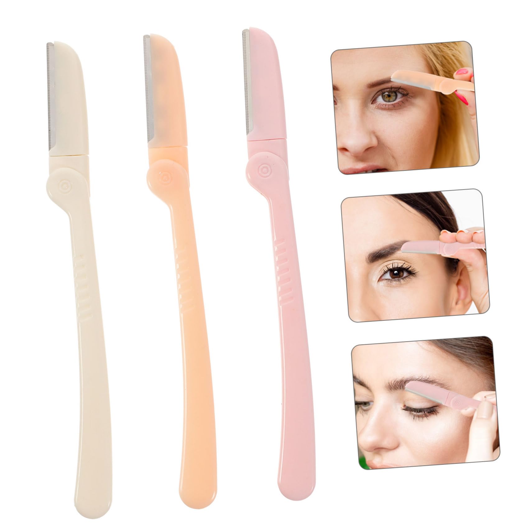 NOLITOY 3-Piece Portable Eyebrow Razor & Trimmer Set - Mini Eyebrow Shaper & Hair Remover Tool for Precise Grooming | Perfect for Travel, Home Use & Professional Makeup Kits