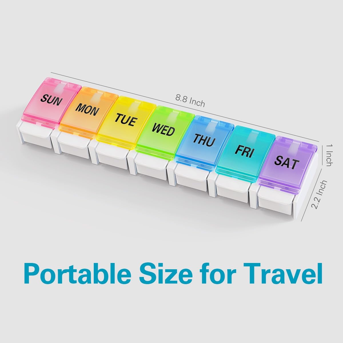 BUG HULL Weekly Pill Organizer - Easy Open Arthritis Friendly Large Daily Pill Box Case | 7-Day Medicine Organizer for Vitamins & Medications | Perfect for Travel, Home & Senior Care (White)