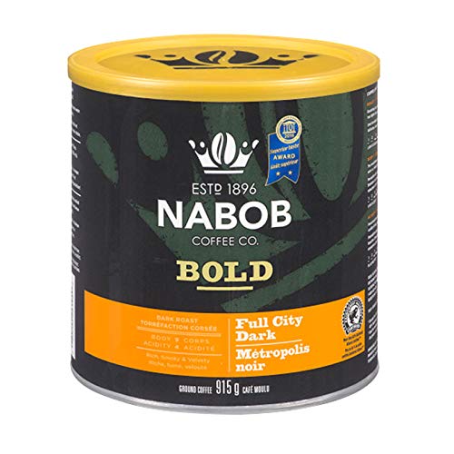 Nabob Bold Full City Dark Roast Ground Coffee, 915g (2 lb) - Premium Imported Canadian Coffee for Home Brewing, Office Use & Gifts